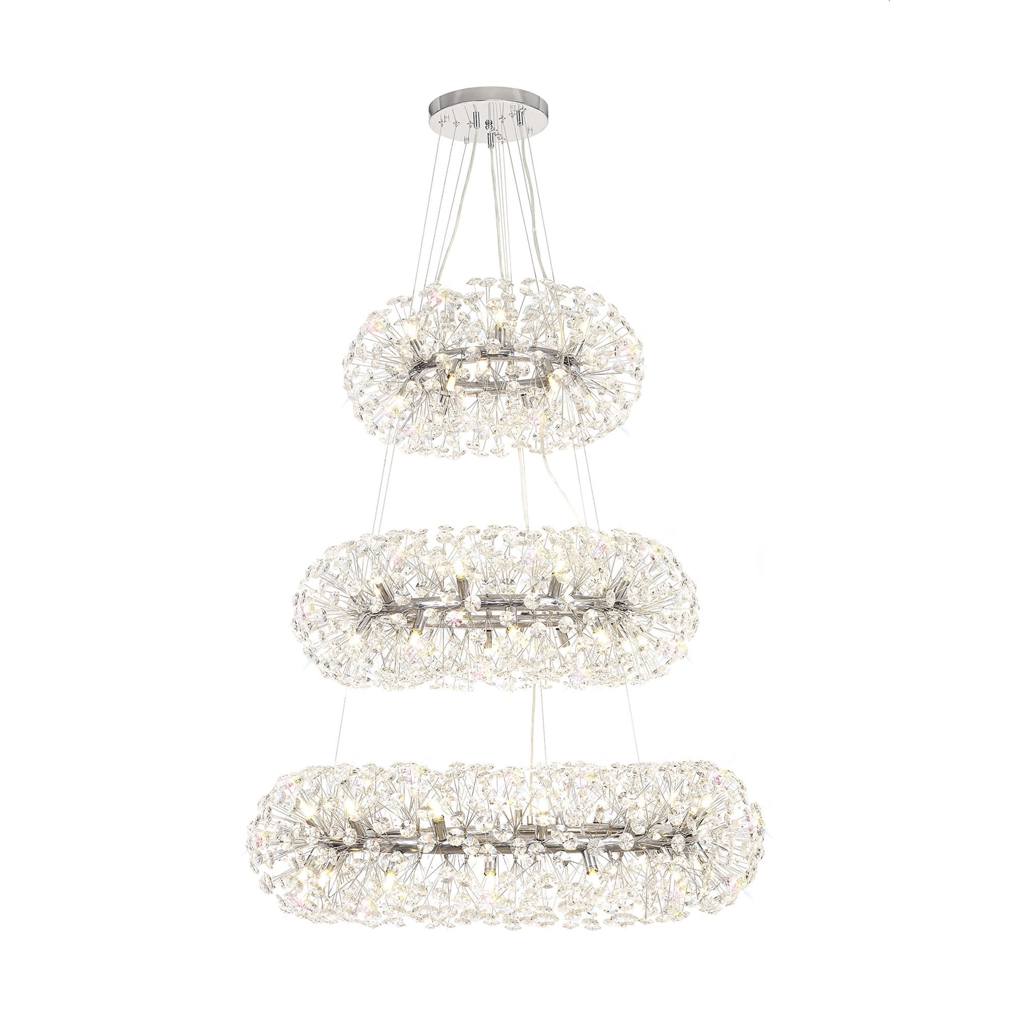 Fabula Grosvenor 58 Light 3-Tiered Pendant - Polished Chrome & Crystal