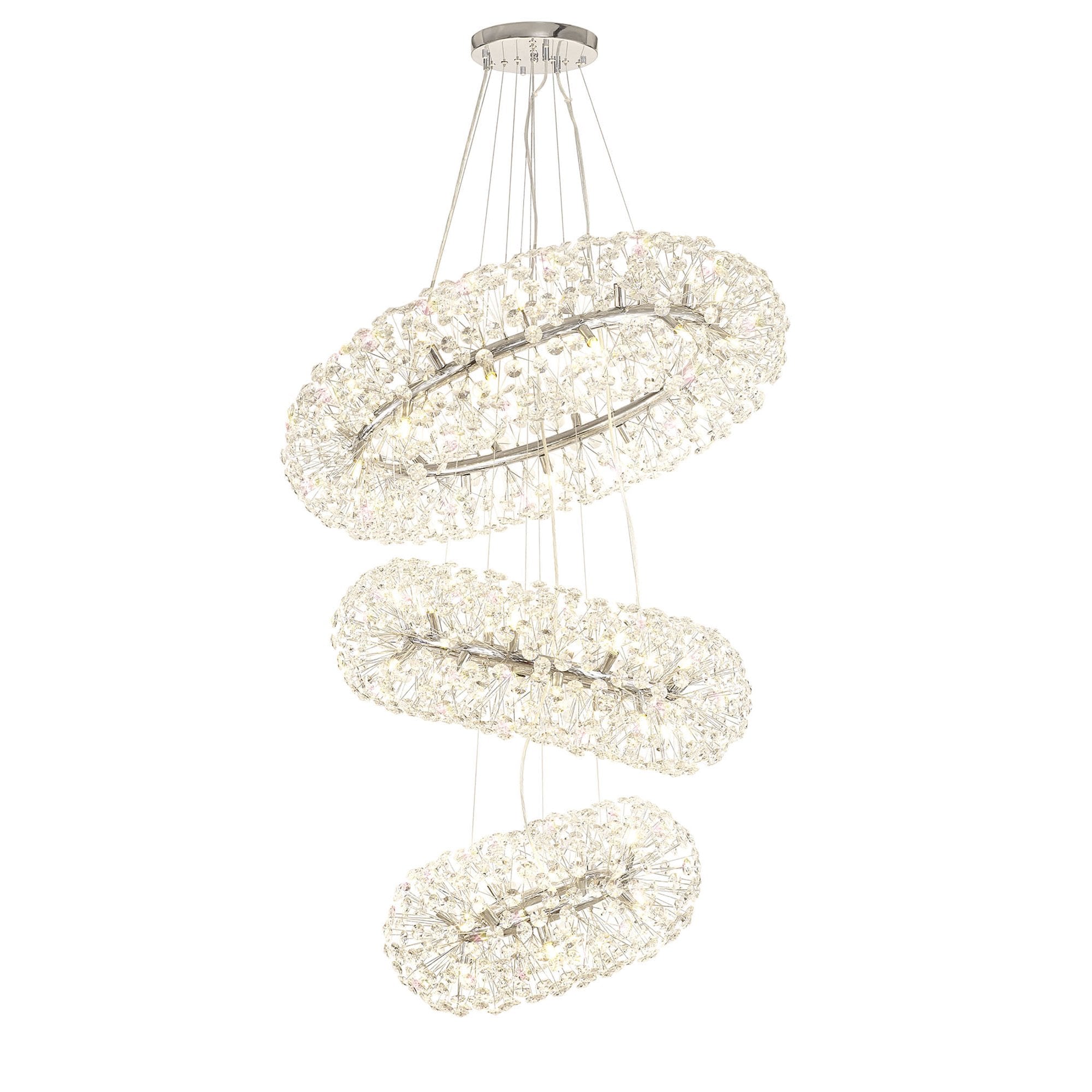 Fabula Grosvenor 58 Light 3-Tiered Pendant - Polished Chrome & Crystal