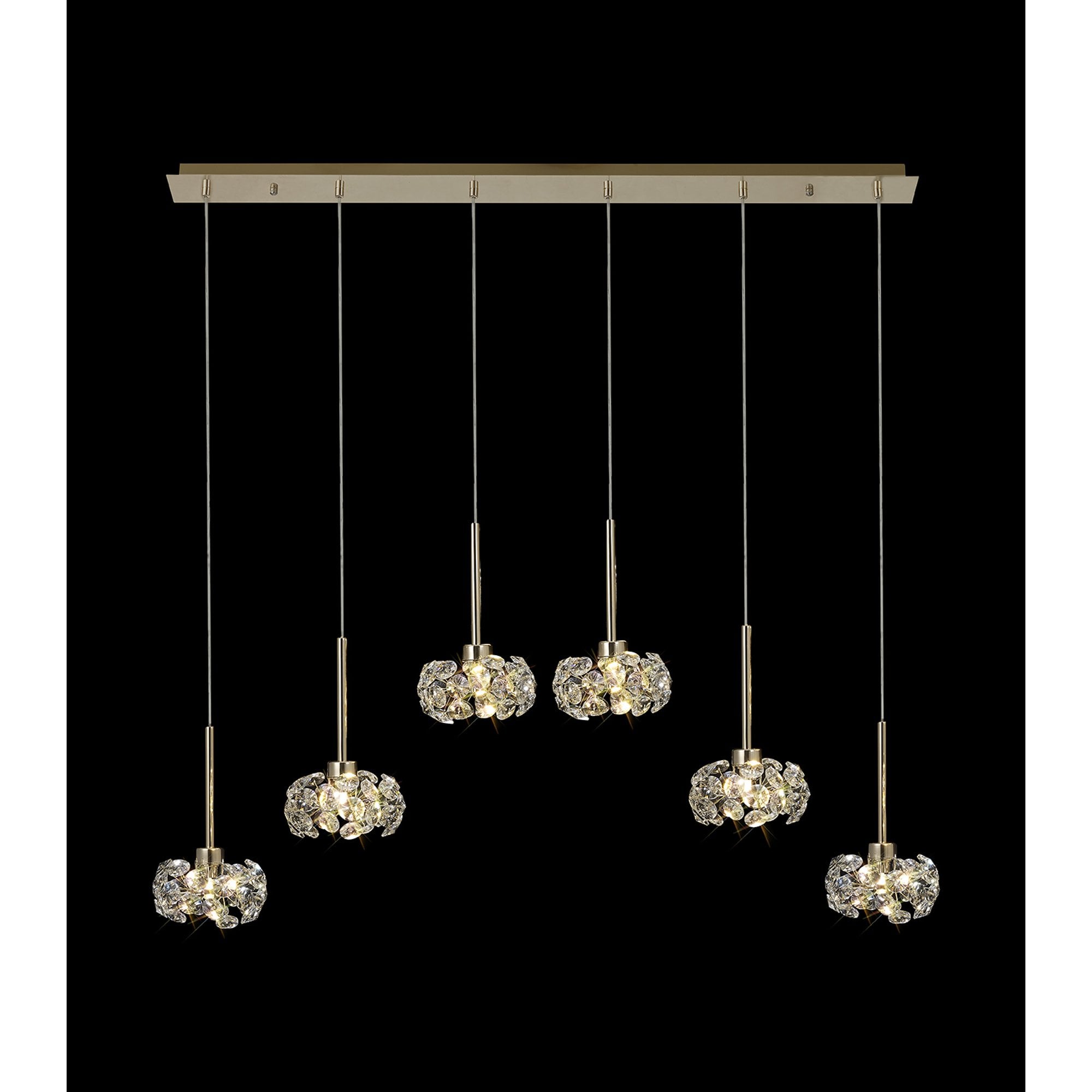 Fabula Grosvenor 6 Light Linear Pendant - French Gold & Crystal Glass