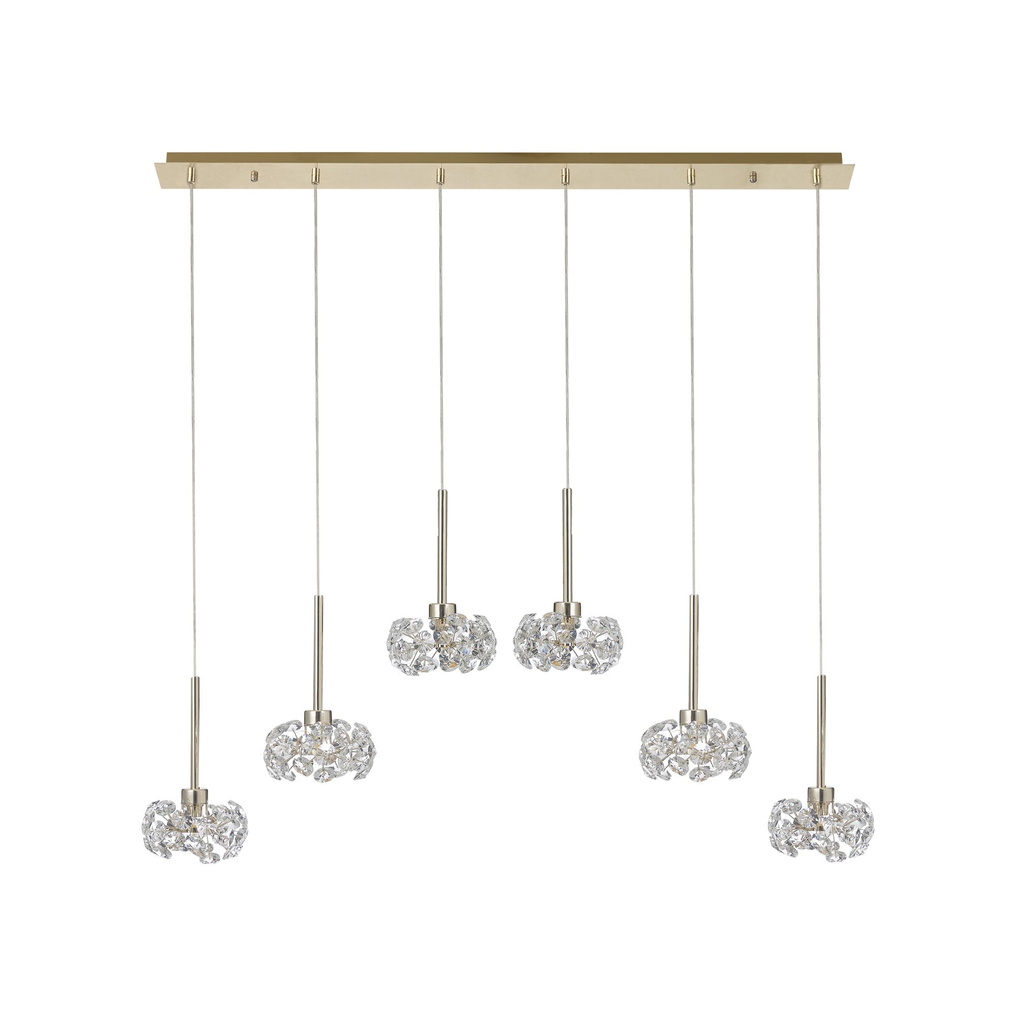 Fabula Grosvenor 6 Light Linear Pendant - French Gold & Crystal Glass
