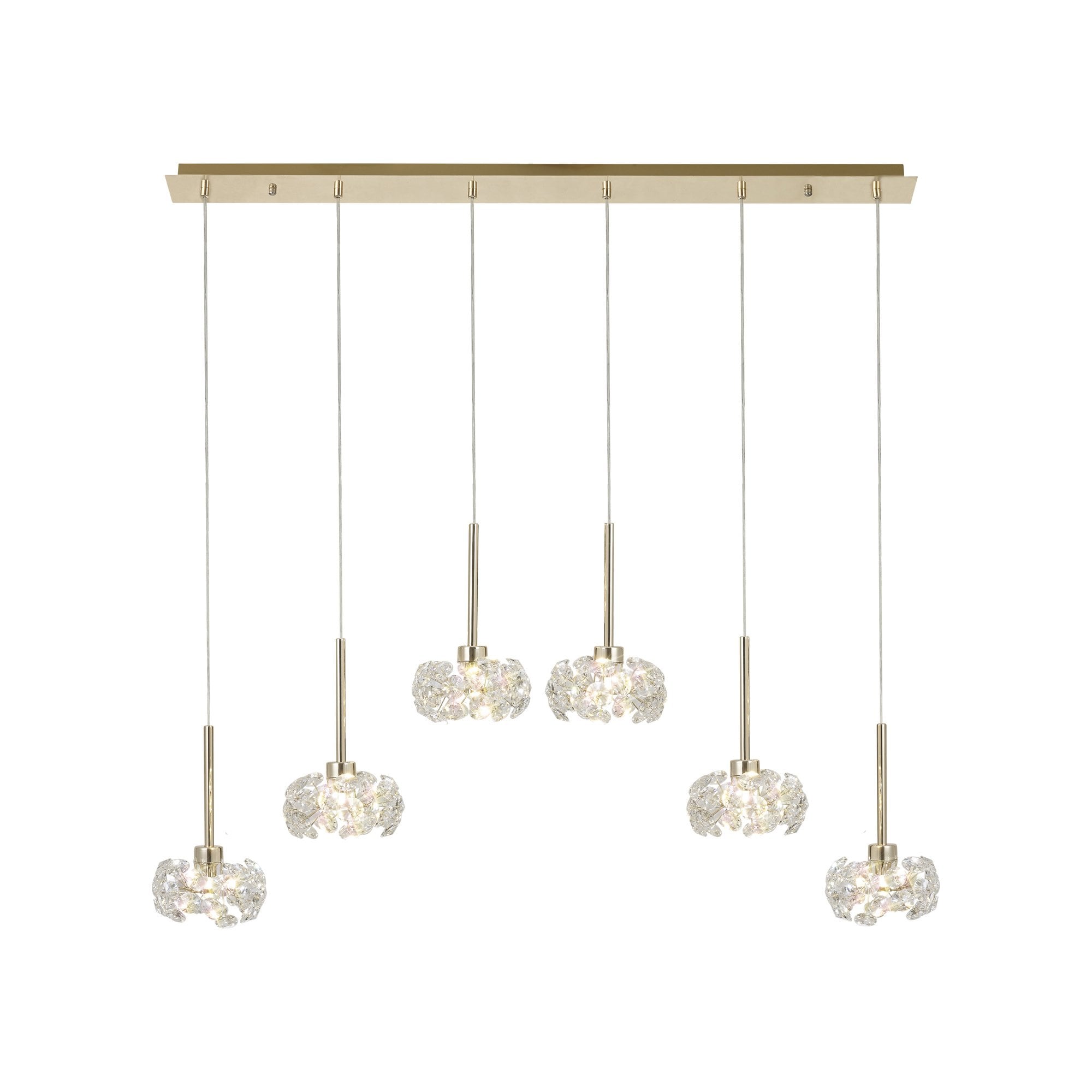 Fabula Grosvenor 6 Light Linear Pendant - French Gold & Crystal Glass