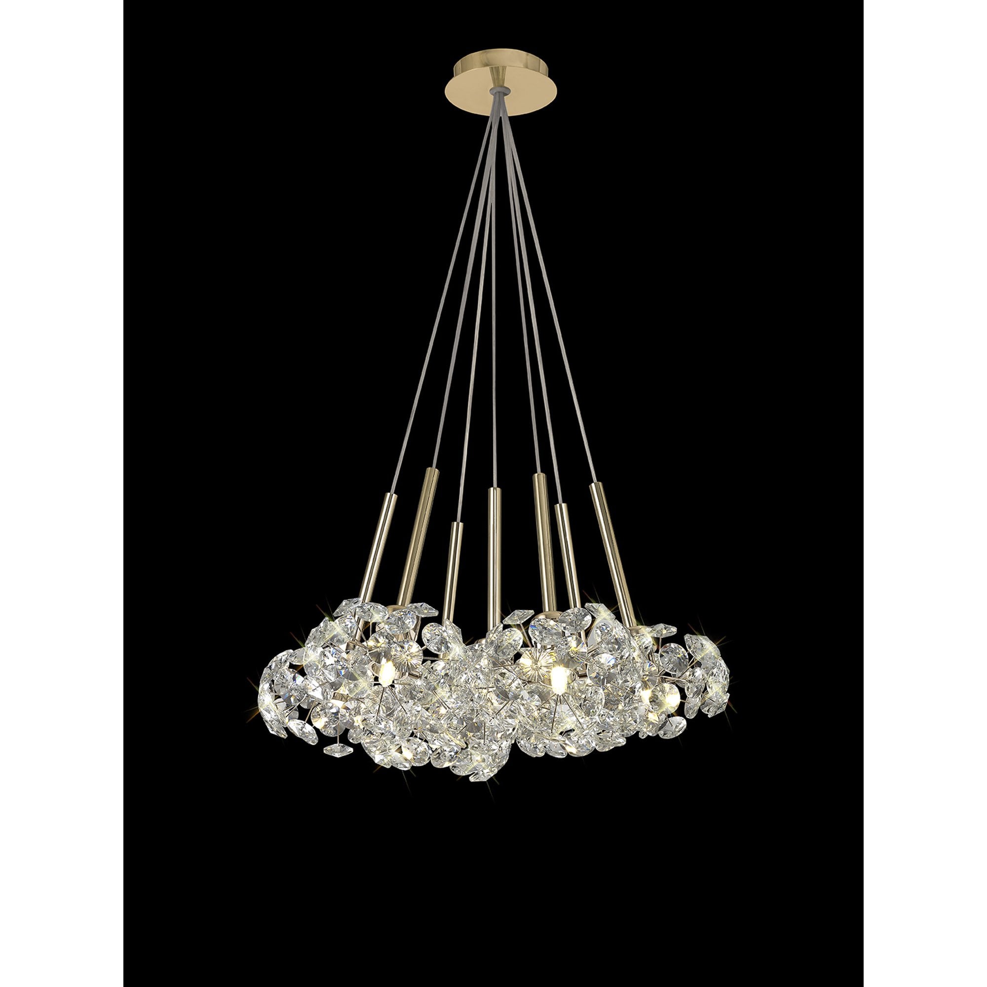 Fabula Grosvenor 7 Light Cluster Pendant - French Gold & Crystal Glass
