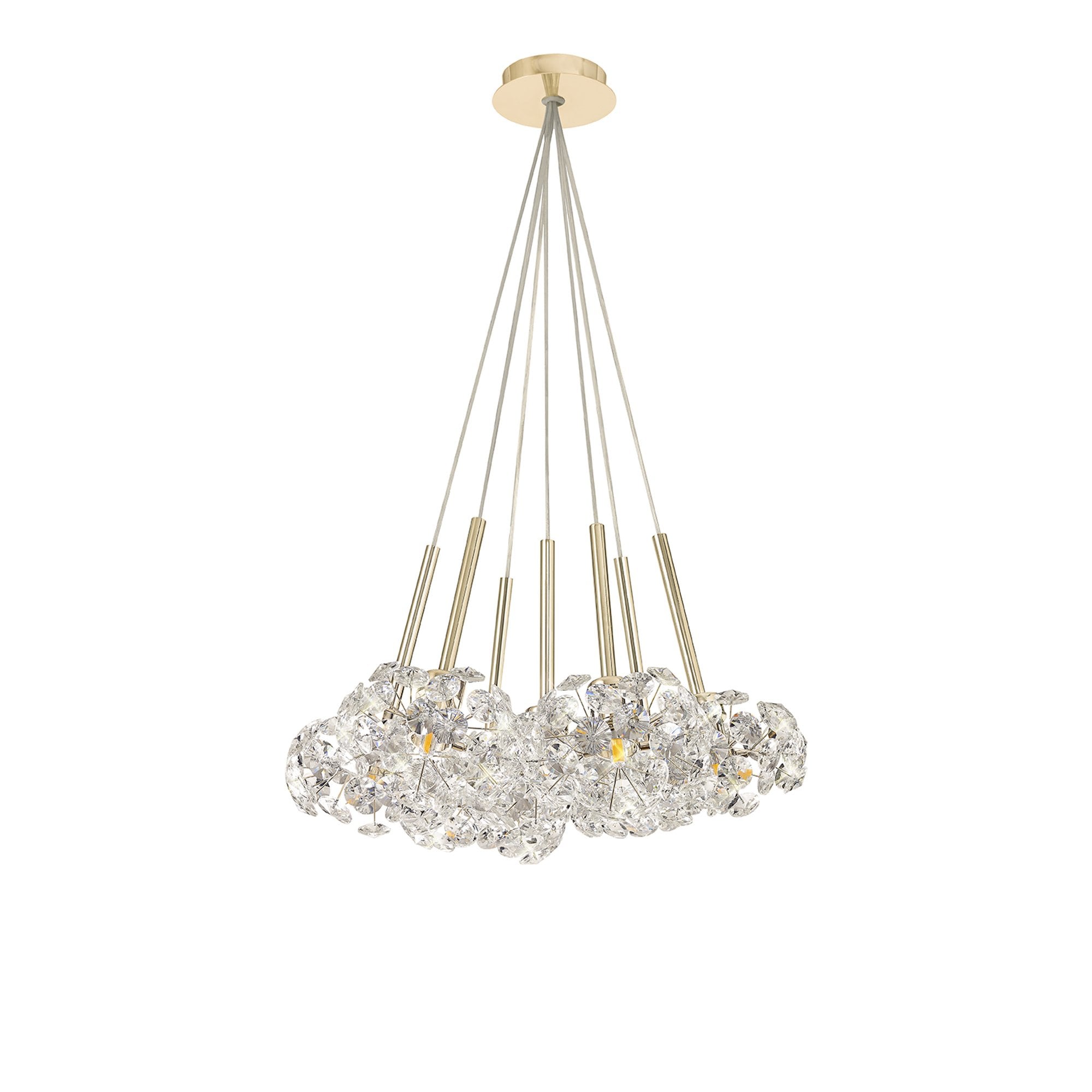 Fabula Grosvenor 7 Light Cluster Pendant - French Gold & Crystal Glass