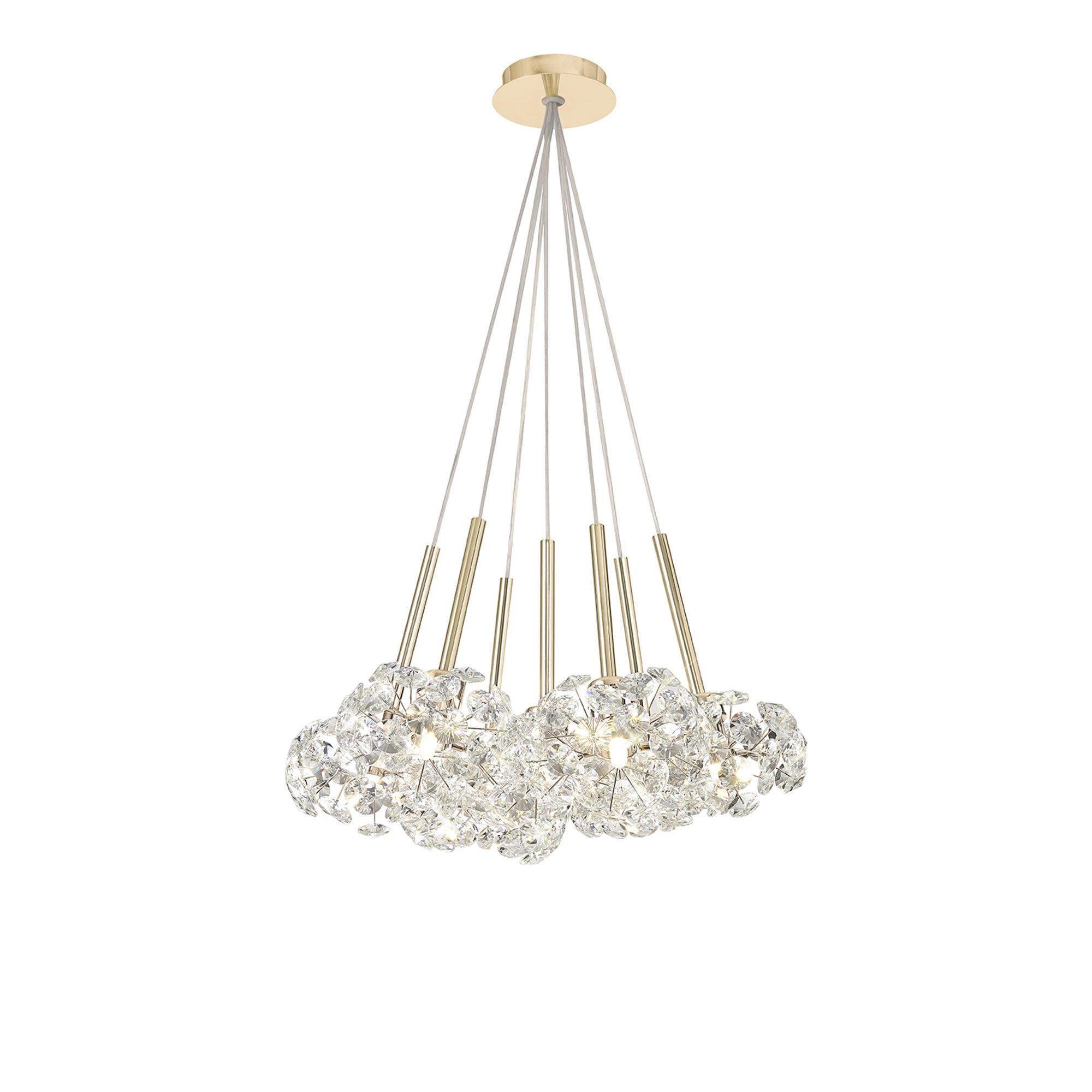 Fabula Grosvenor 7 Light Cluster Pendant - French Gold & Crystal Glass