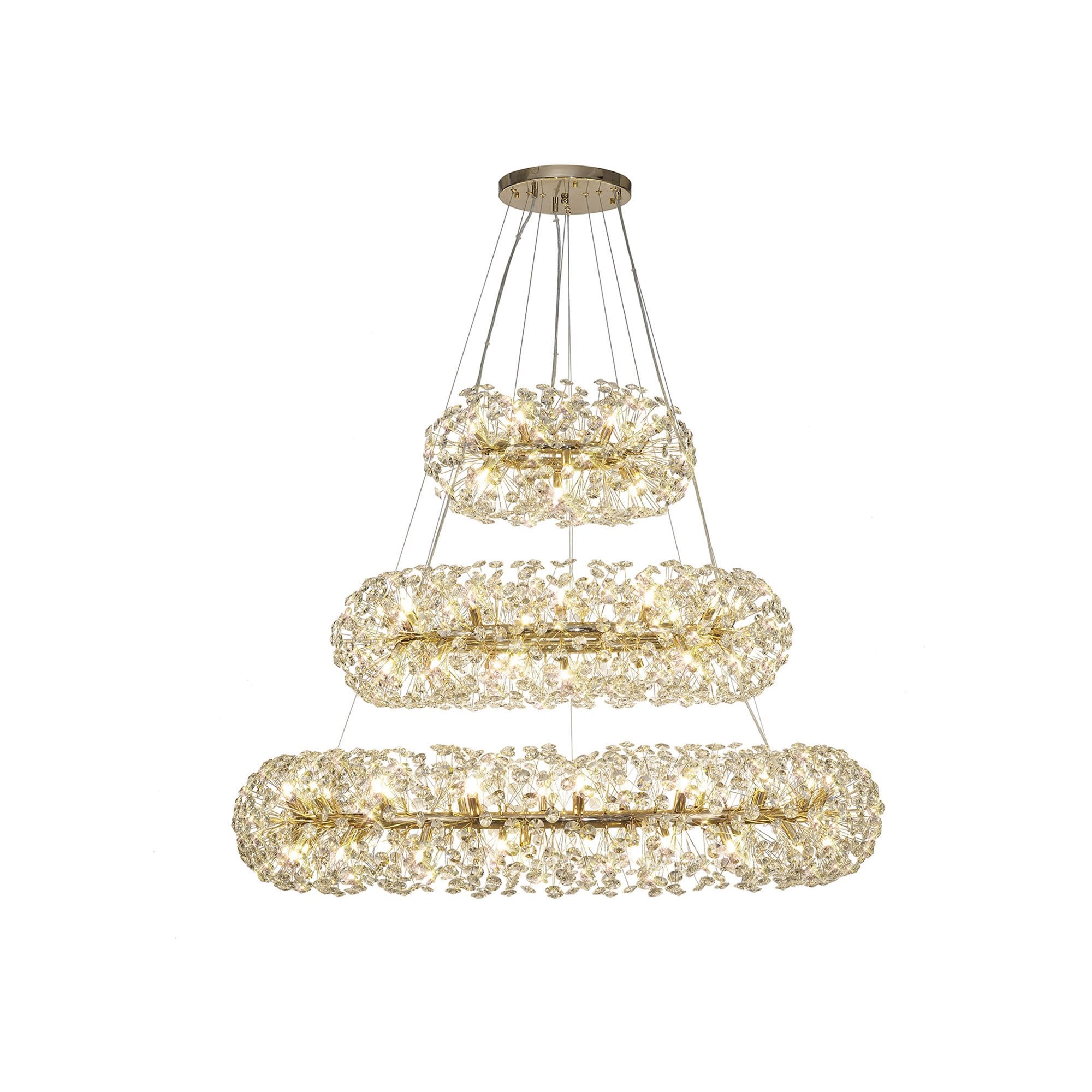 Fabula Grosvenor 74 Light 3-Tiered Pendant - French Gold & Crystal