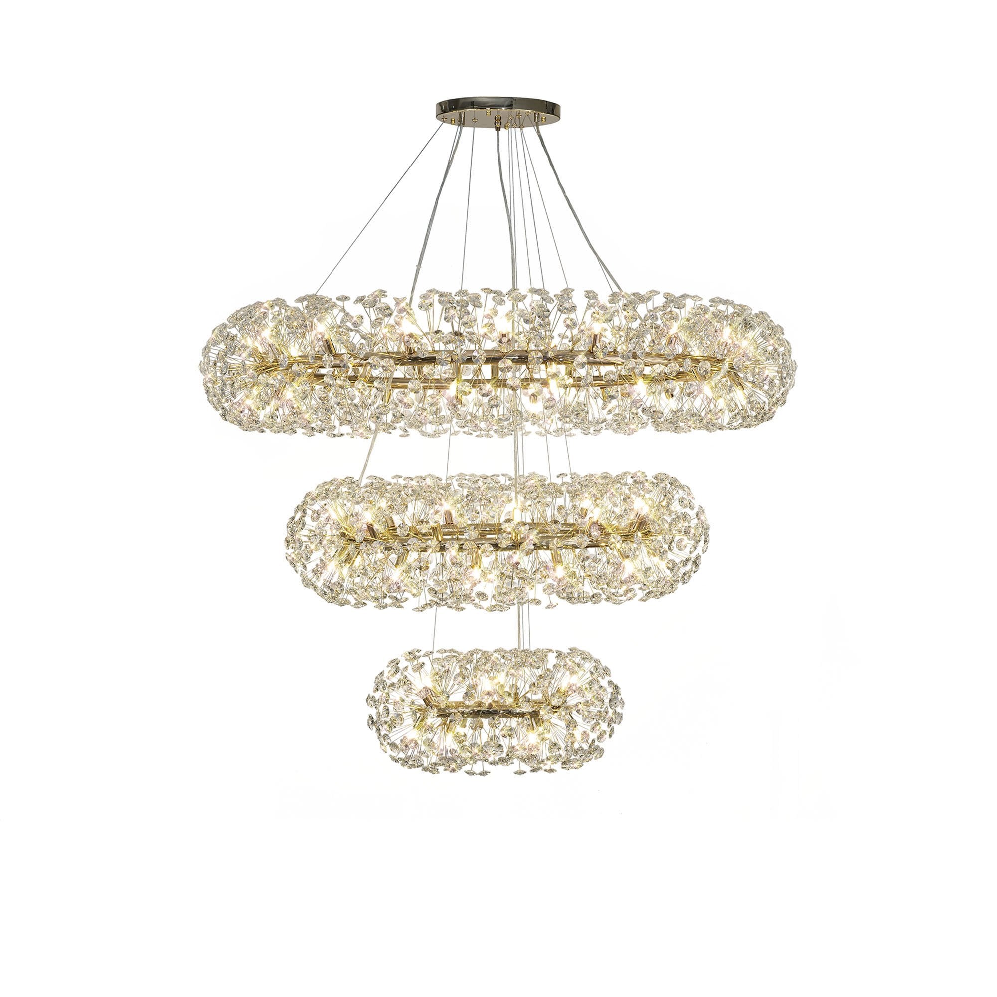 Fabula Grosvenor 74 Light 3-Tiered Pendant - French Gold & Crystal