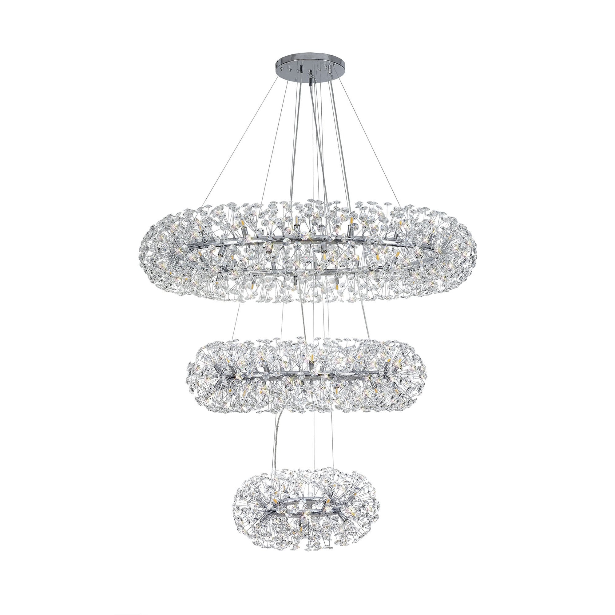 Fabula Grosvenor 74 Light 3-Tiered Pendant - Polished Chrome & Crystal
