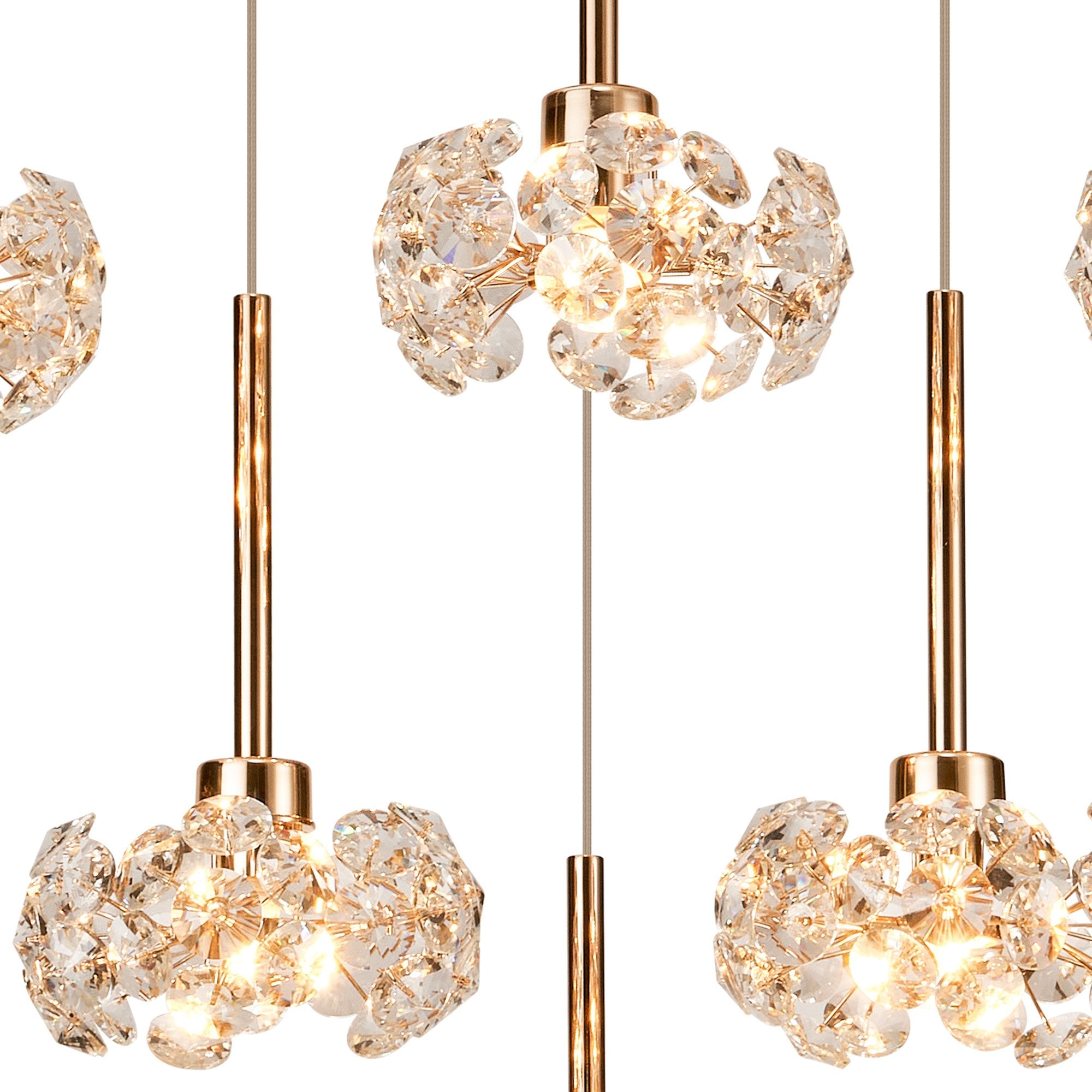 Fabula Grosvenor 8 Light Rectangle Multi-Drop Pendant - French Gold & Crystal Glass