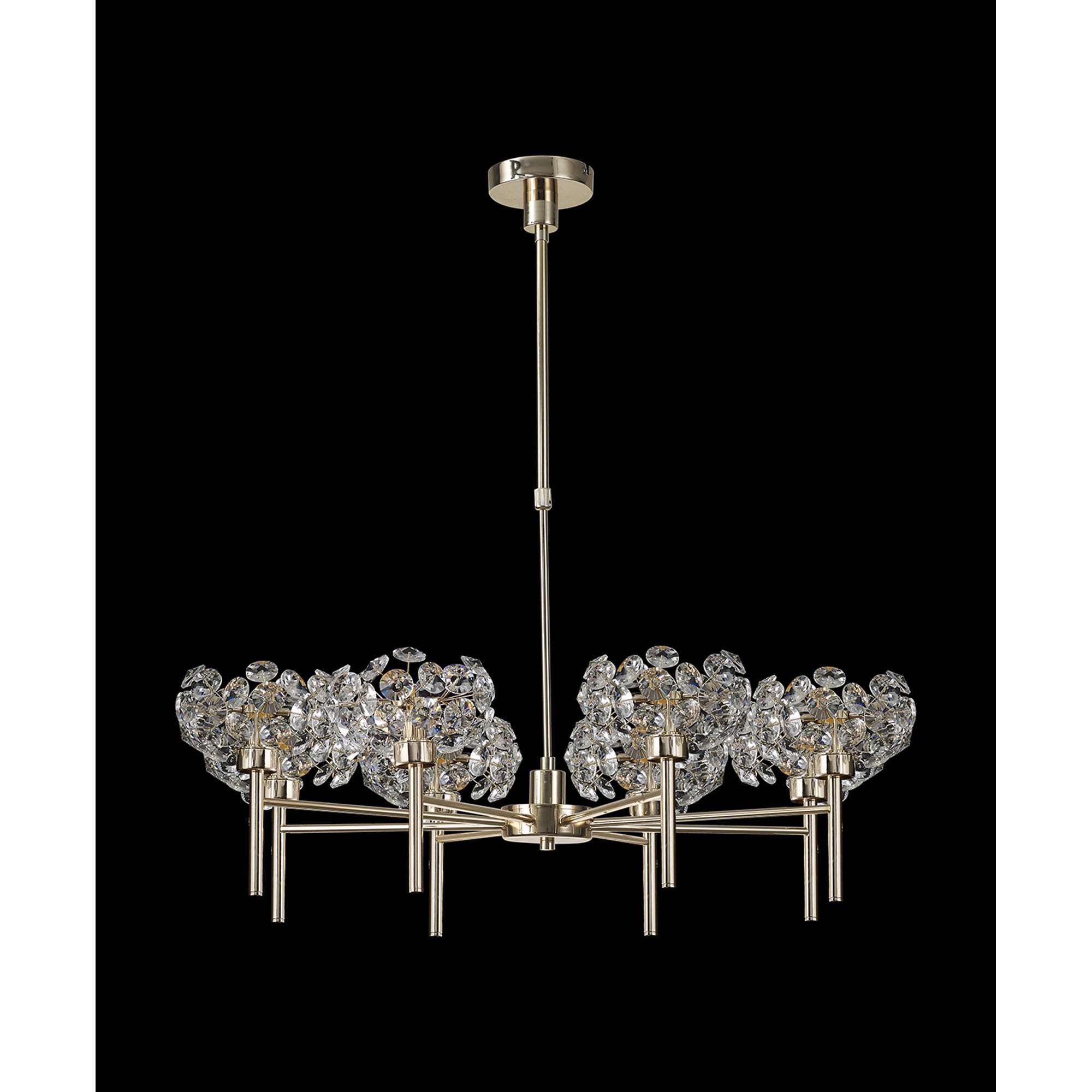 Fabula Grosvenor 8 Light Telescopic Light - French Gold & Crystal Glass