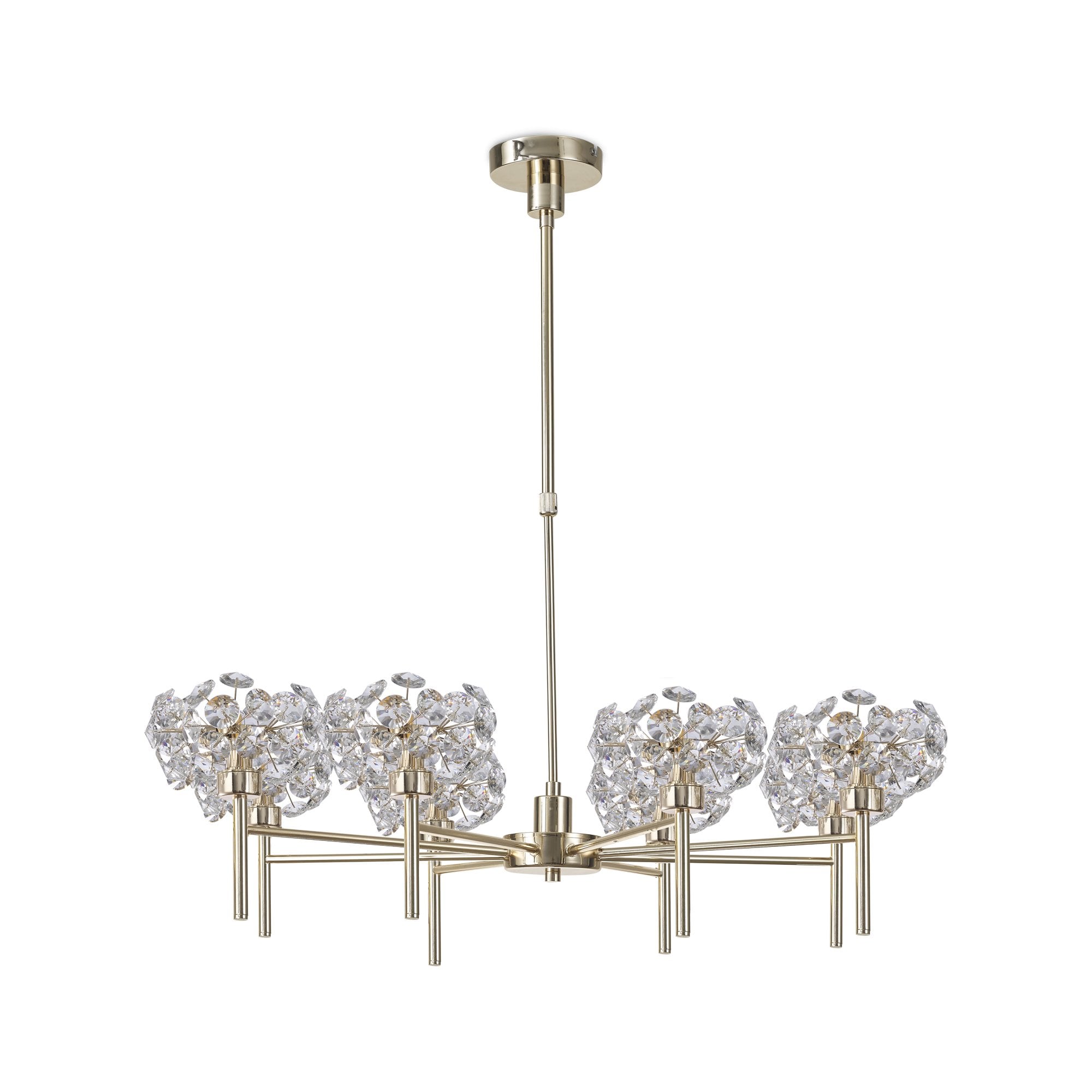 Fabula Grosvenor 8 Light Telescopic Light - French Gold & Crystal Glass