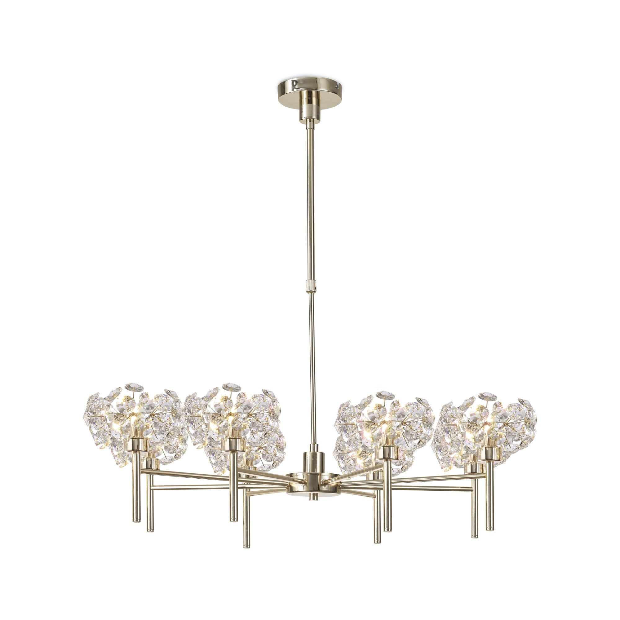 Fabula Grosvenor 8 Light Telescopic Light - French Gold & Crystal Glass