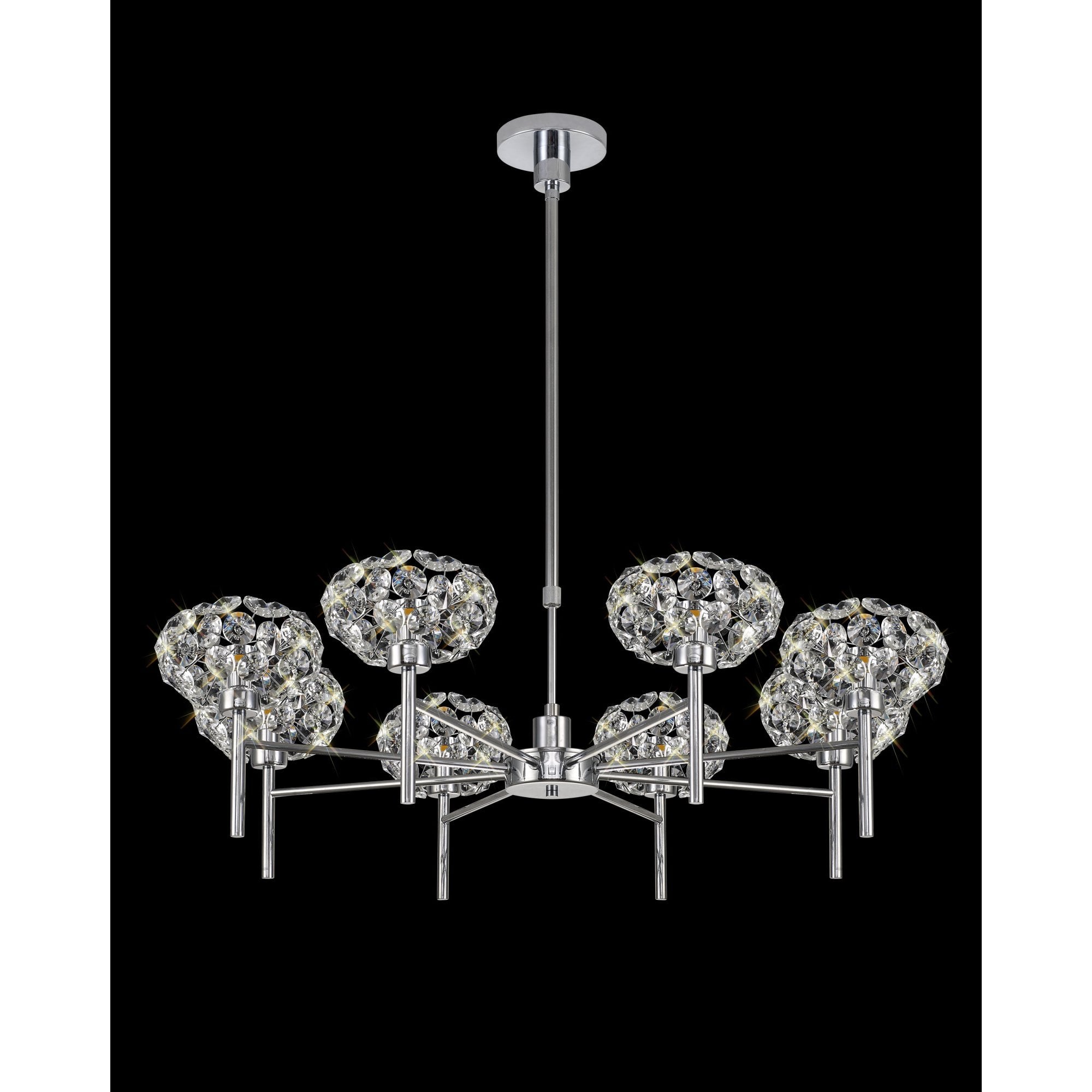 Fabula Grosvenor 8 Light Telescopic Light - Polished Chrome & Crystal Glass