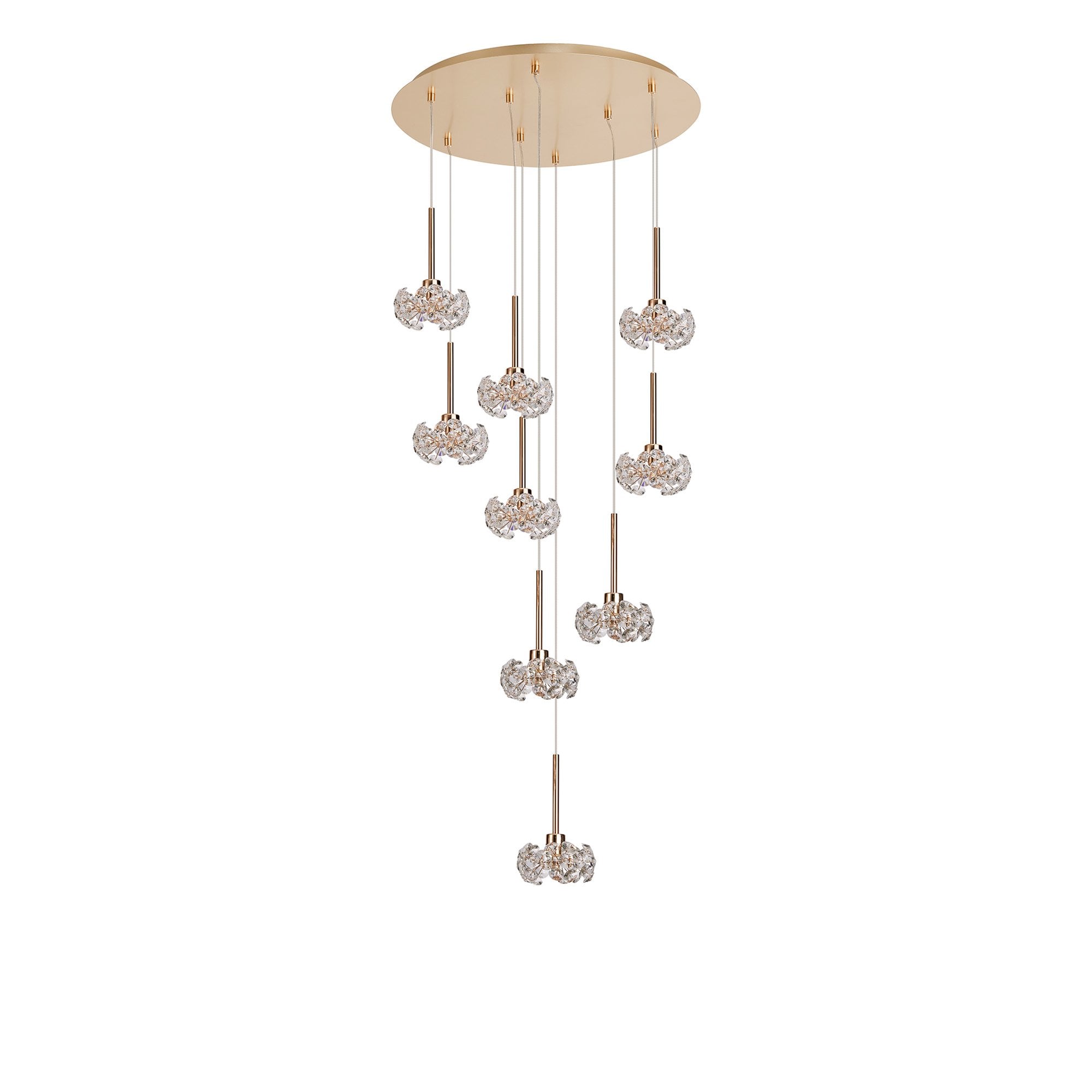 Fabula Grosvenor 9 Light Round Multi-Drop Pendant - French Gold