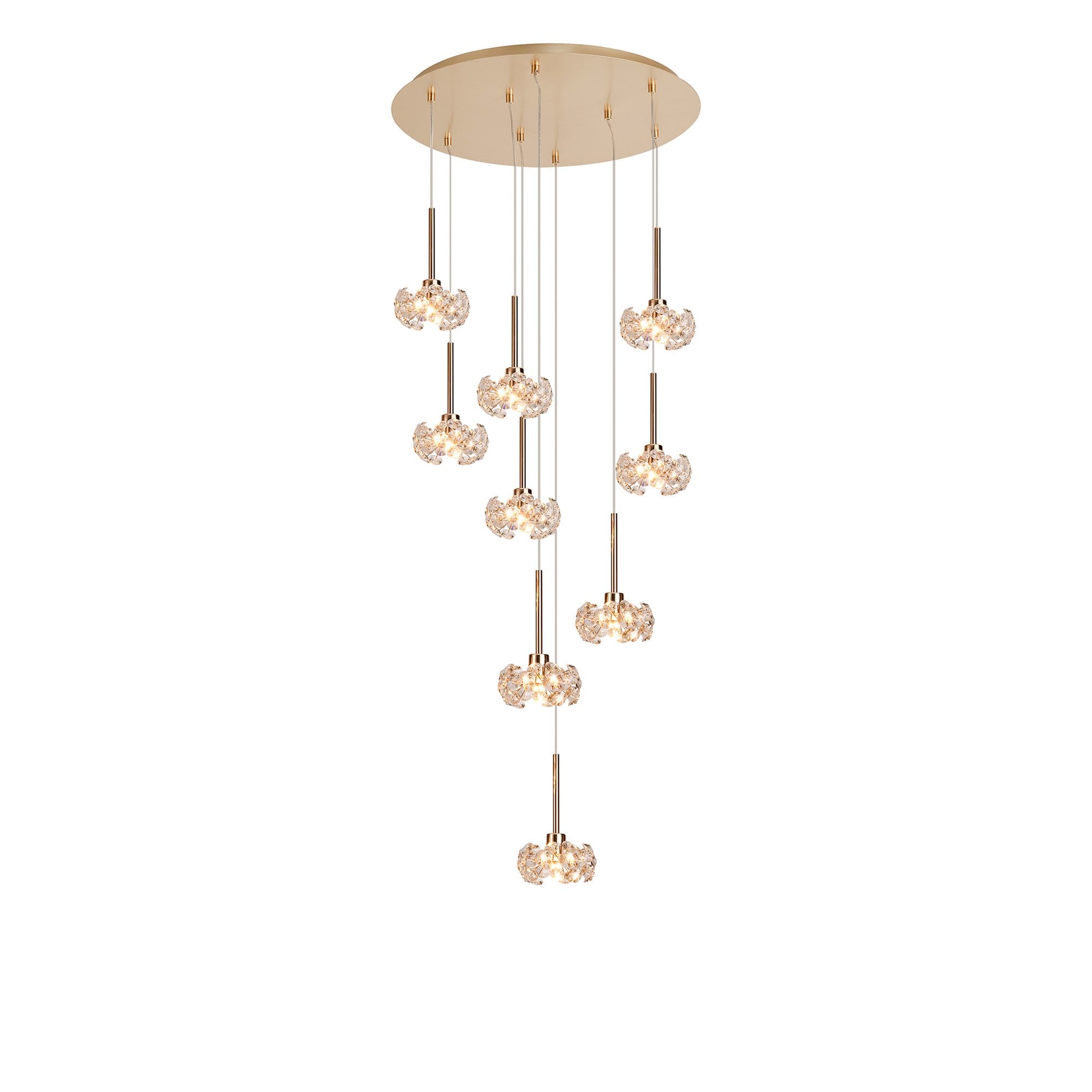 Fabula Grosvenor 9 Light Round Multi-Drop Pendant - French Gold