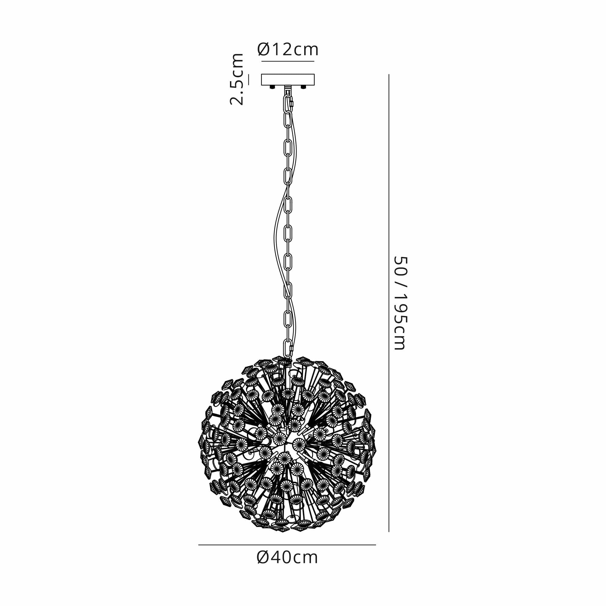 Fabula Grosvenor 9 Light Spherical Pendant - French Gold & Crystal