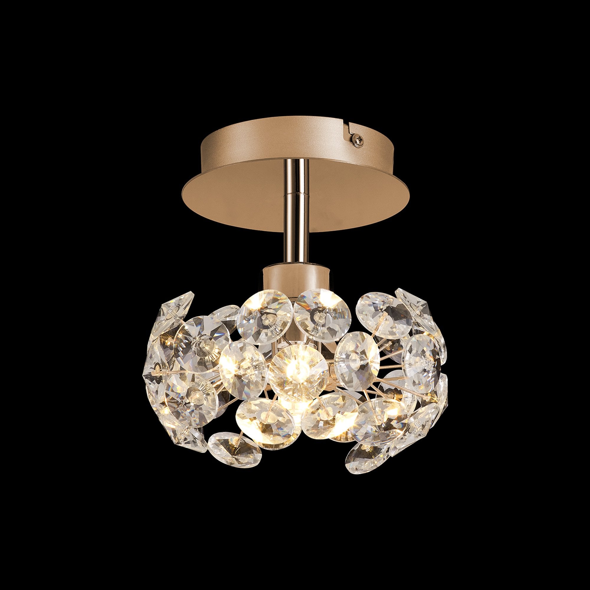 Fabula Grosvenor Single Semi-Flush Light - French Gold & Crystal Glass