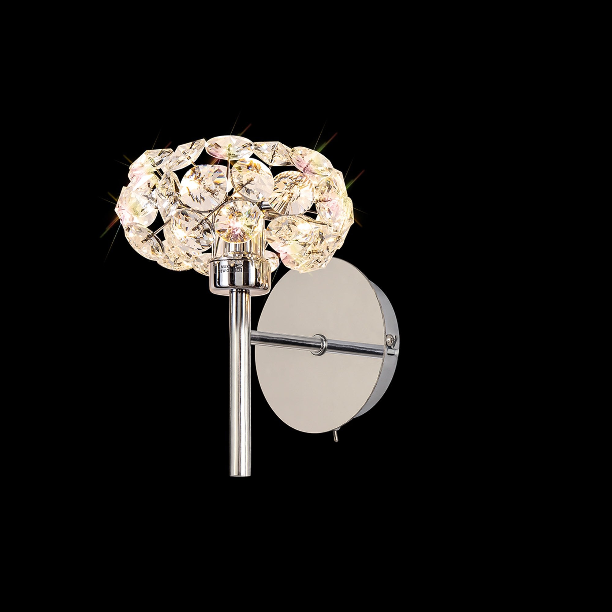 Fabula Grosvenor Single Wall Lamp - Polished Chrome & Crystal Glass