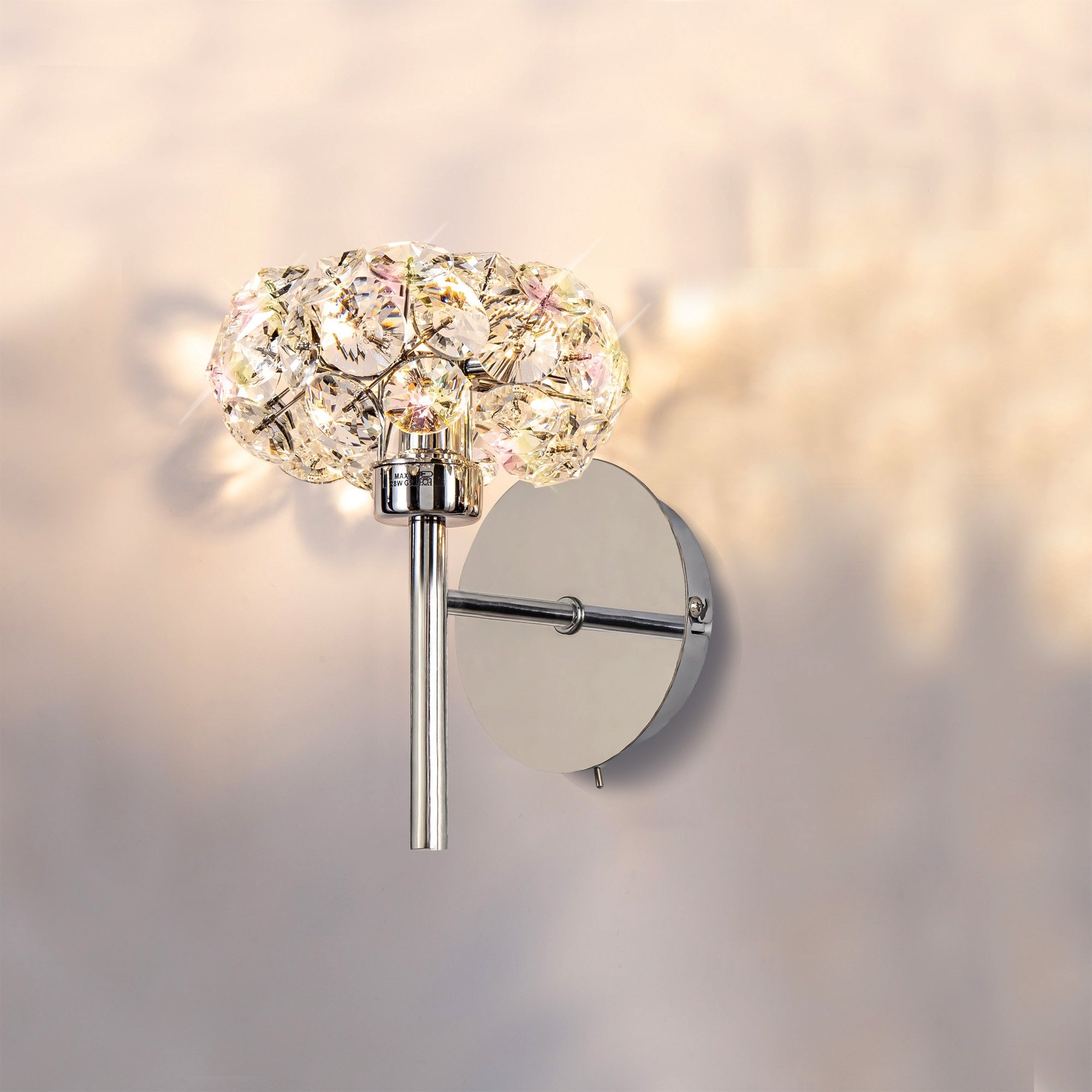 Fabula Grosvenor Single Wall Lamp - Polished Chrome & Crystal Glass