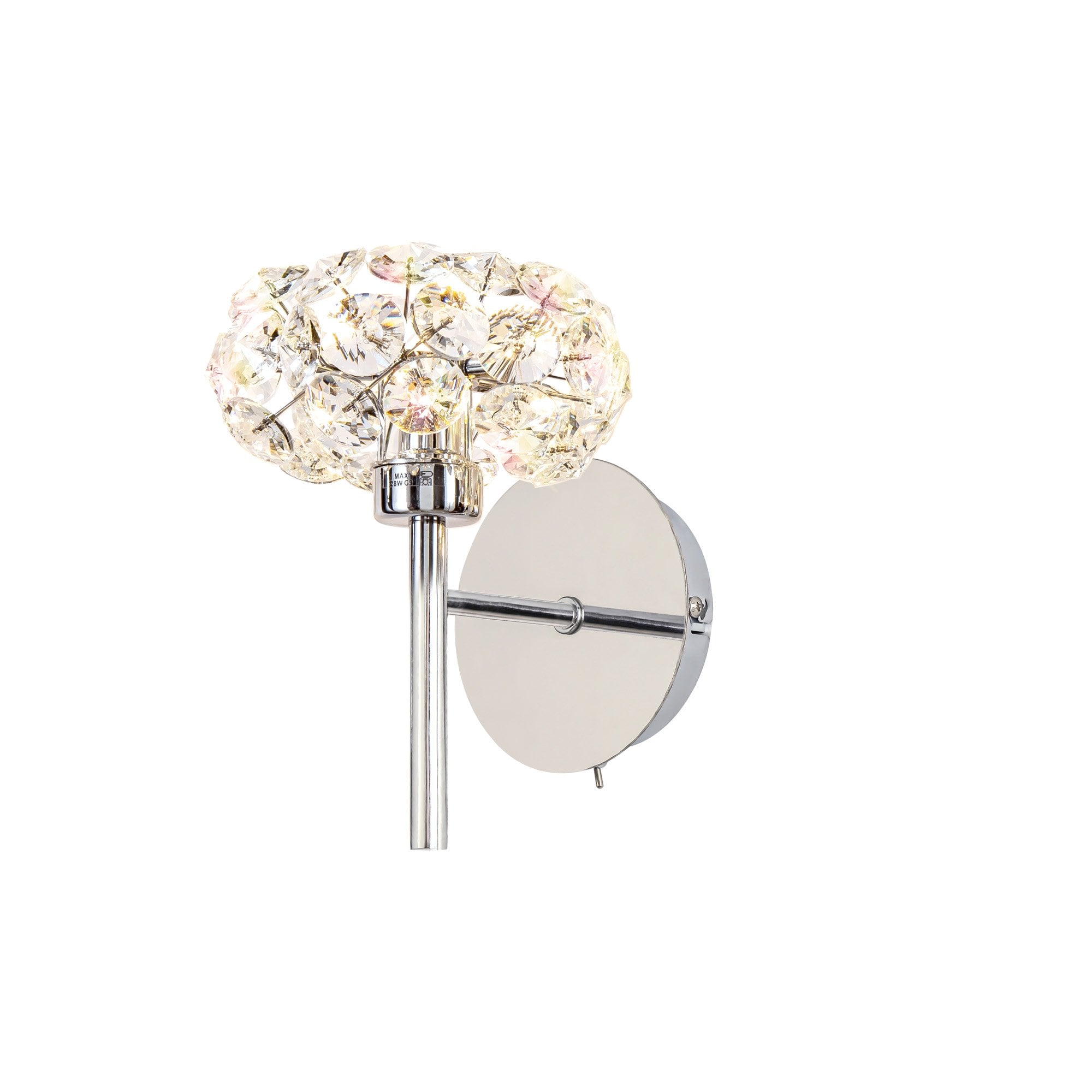 Fabula Grosvenor Single Wall Lamp - Polished Chrome & Crystal Glass