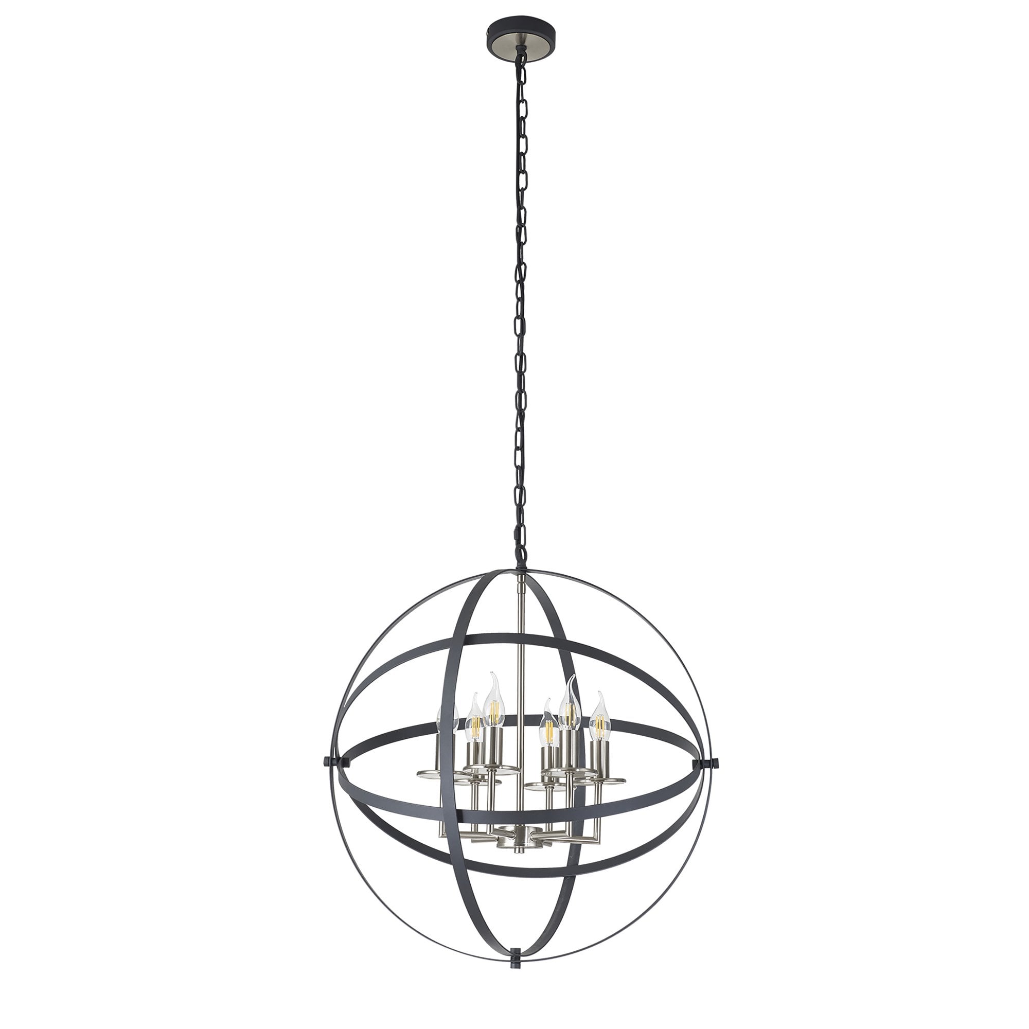 Fabula Guildford 6 Light Pendant - Anthracite & Satin Nickel
