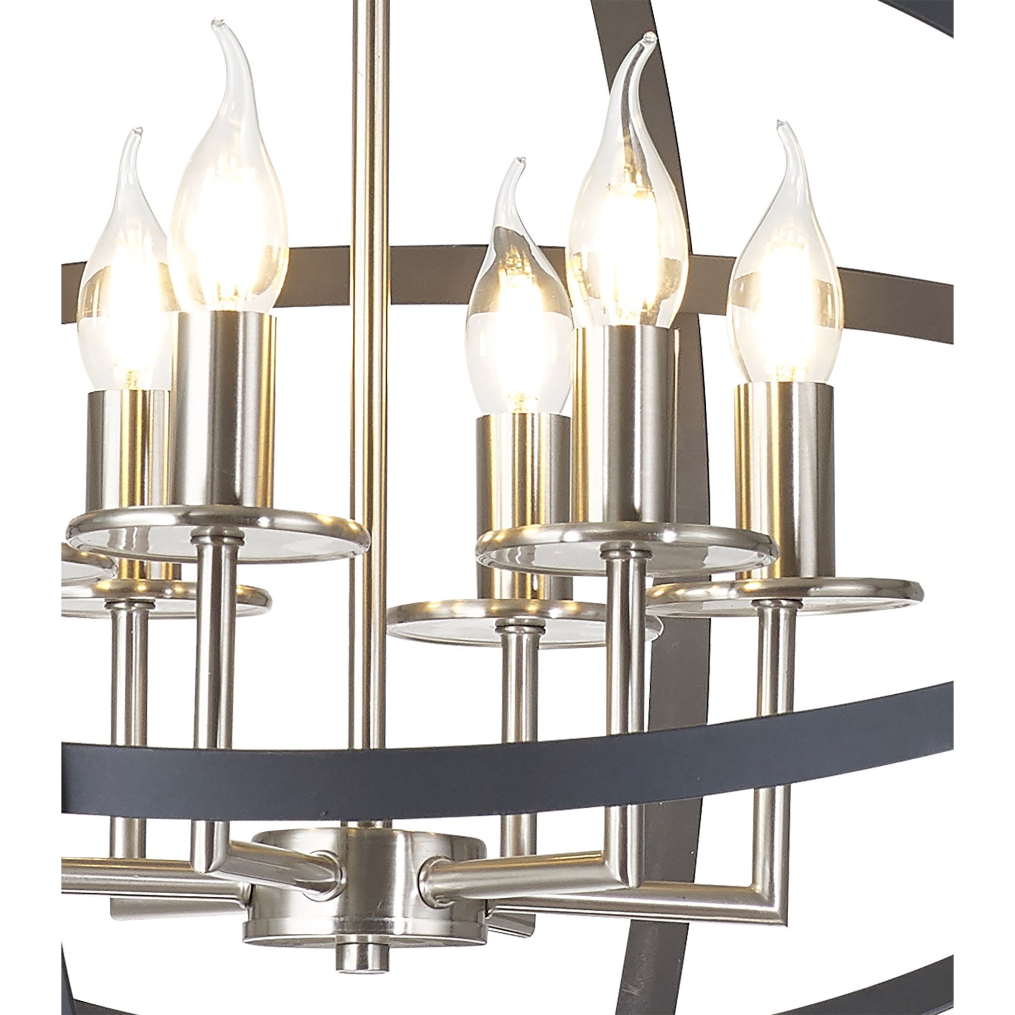 Fabula Guildford 6 Light Pendant - Anthracite & Satin Nickel