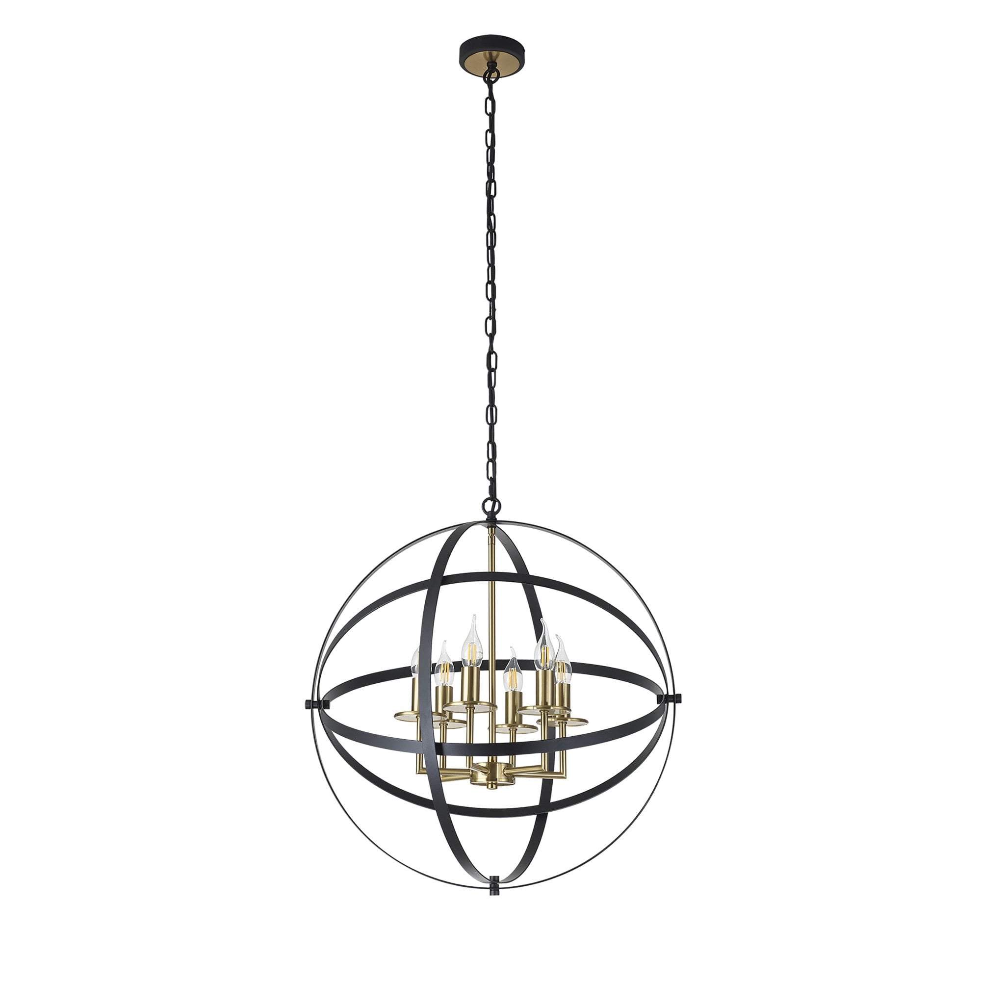 Fabula Guildford 6 Light Pendant - Black & Gold