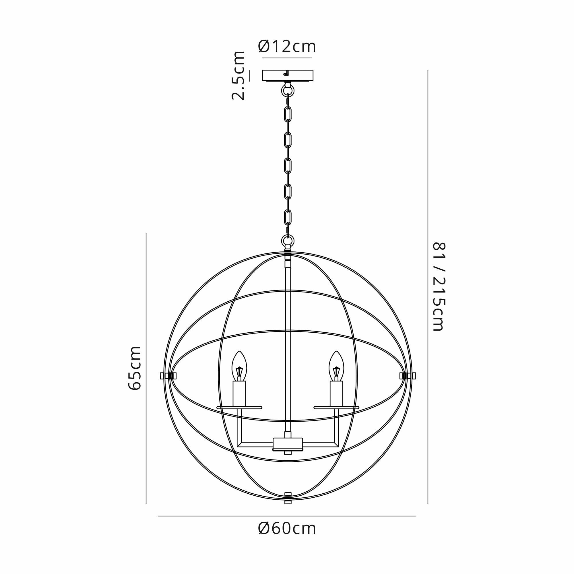 Fabula Guildford 6 Light Pendant - Black & Gold
