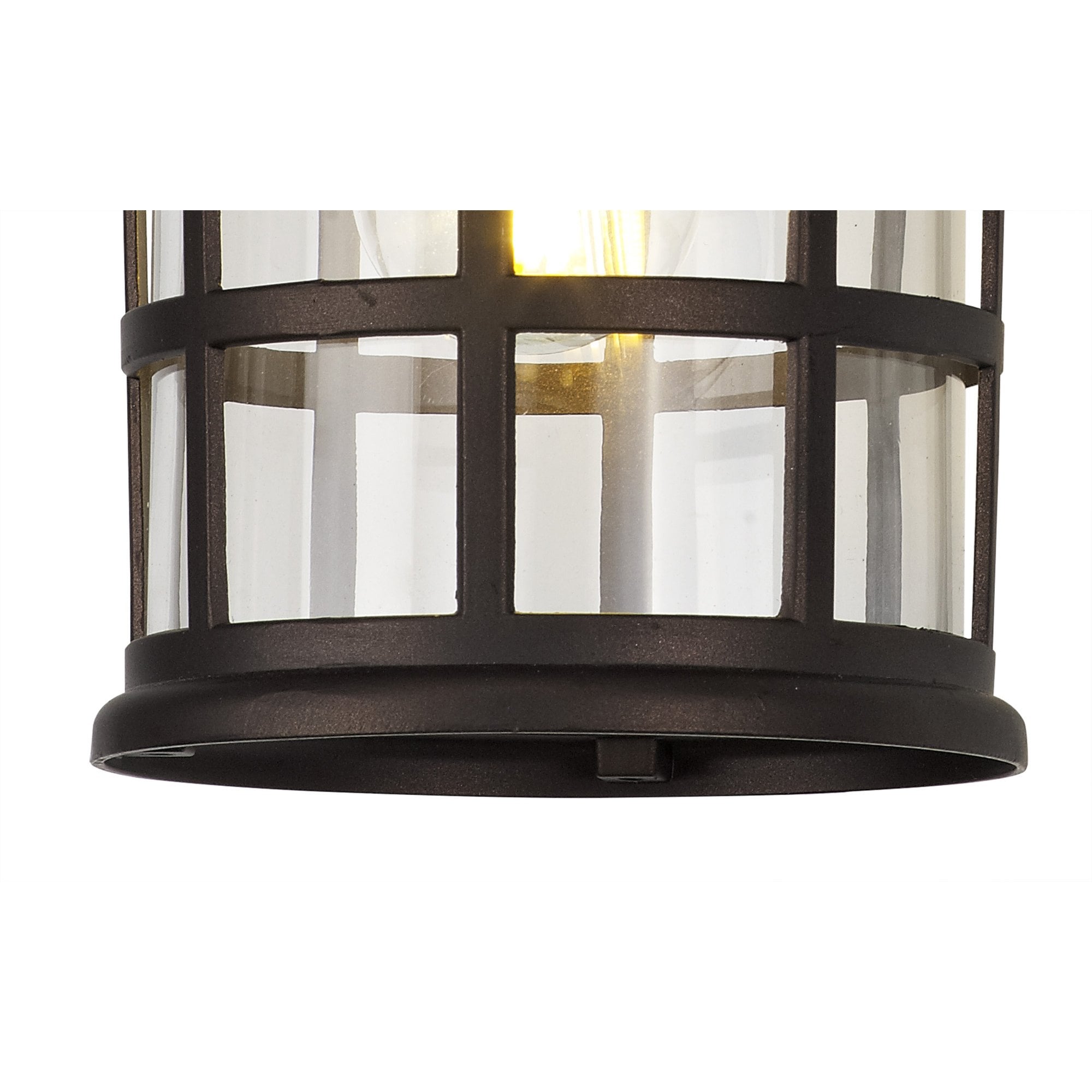 Fabula Haldan Single Round Down Grid Wall Lamp - Antique Bronze & Clear Glass - IP44