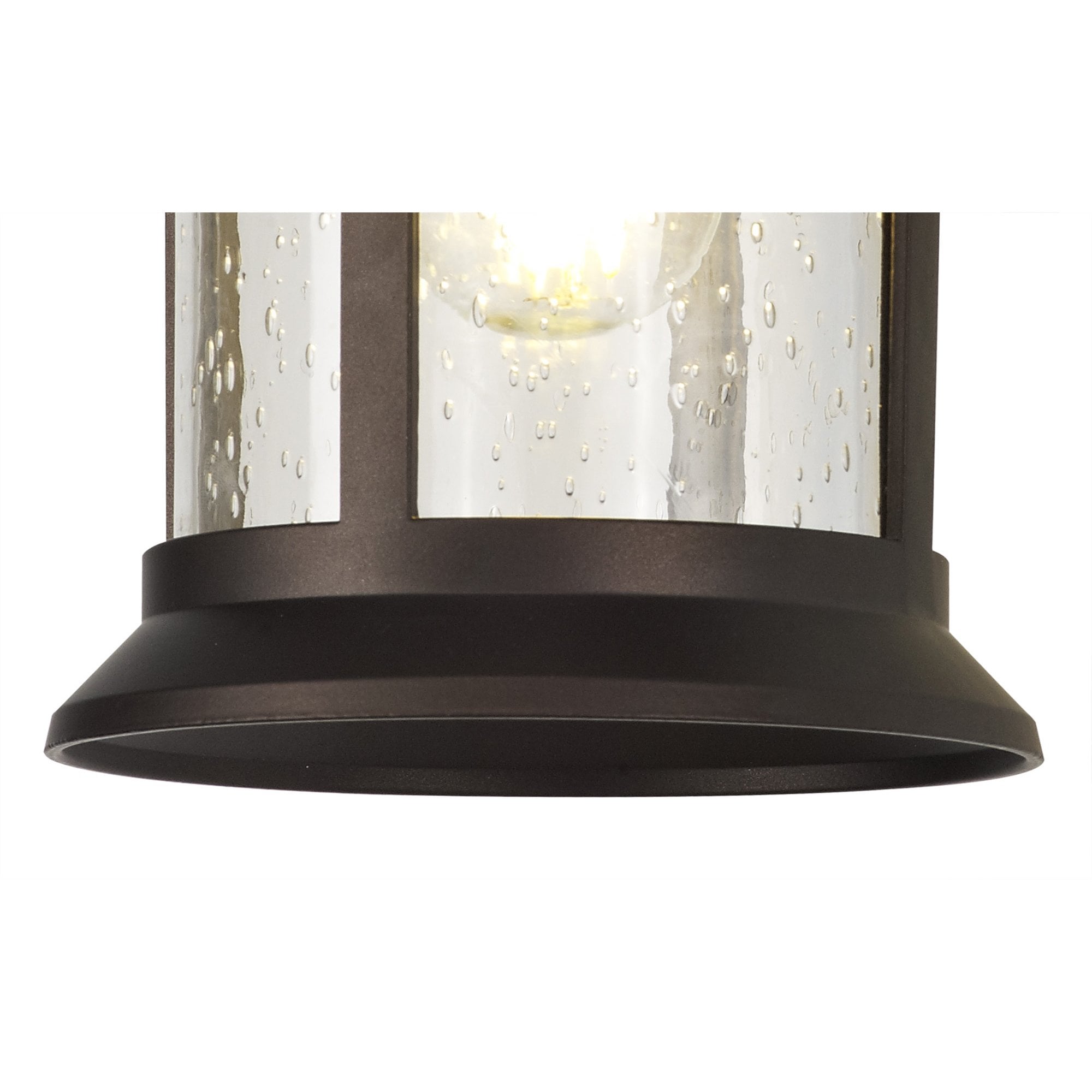 Fabula Haldan Single Round Down Wall Lamp - Antique Bronze & Clear Seeded Glass - IP44