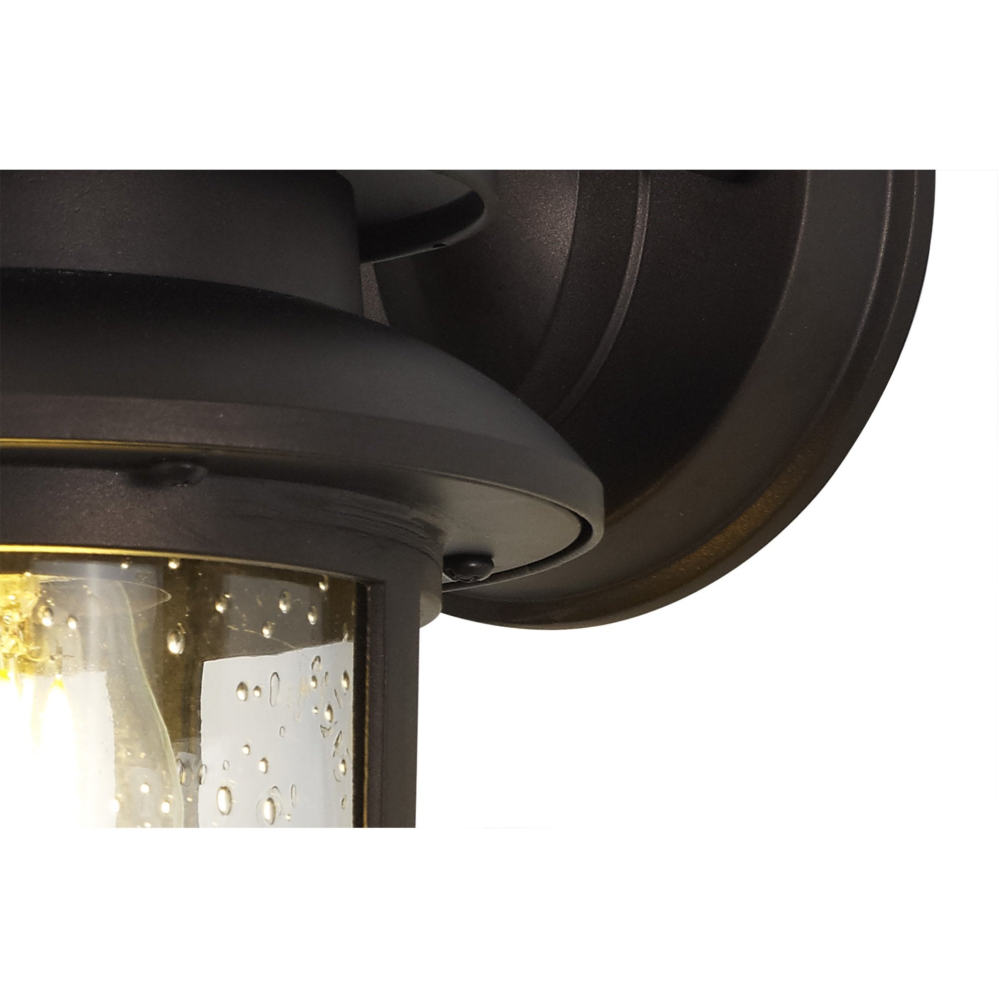 Fabula Haldan Single Round Down Wall Lamp - Antique Bronze & Clear Seeded Glass - IP44