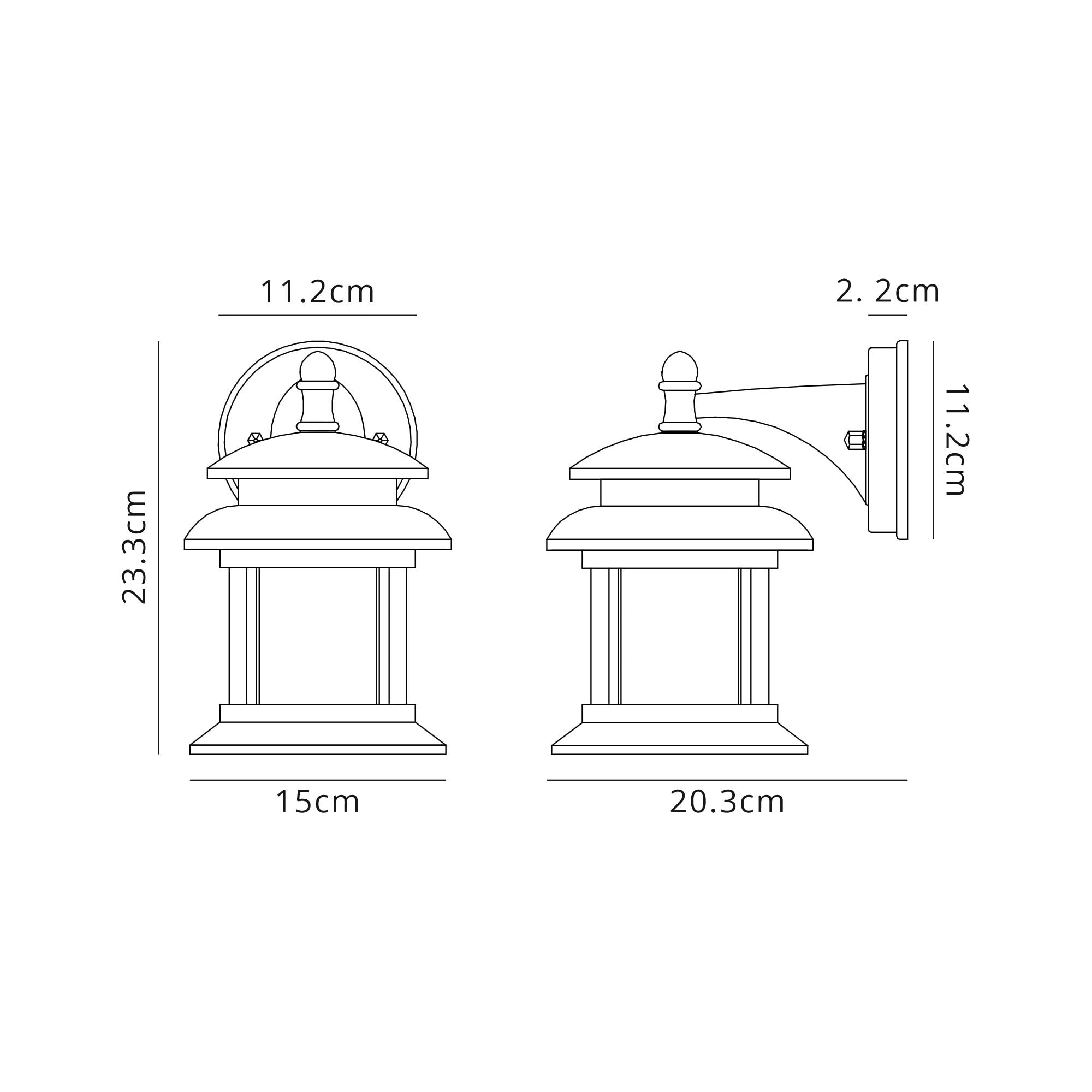 Fabula Haldan Single Round Down Wall Lamp - Antique Bronze & Clear Seeded Glass - IP44