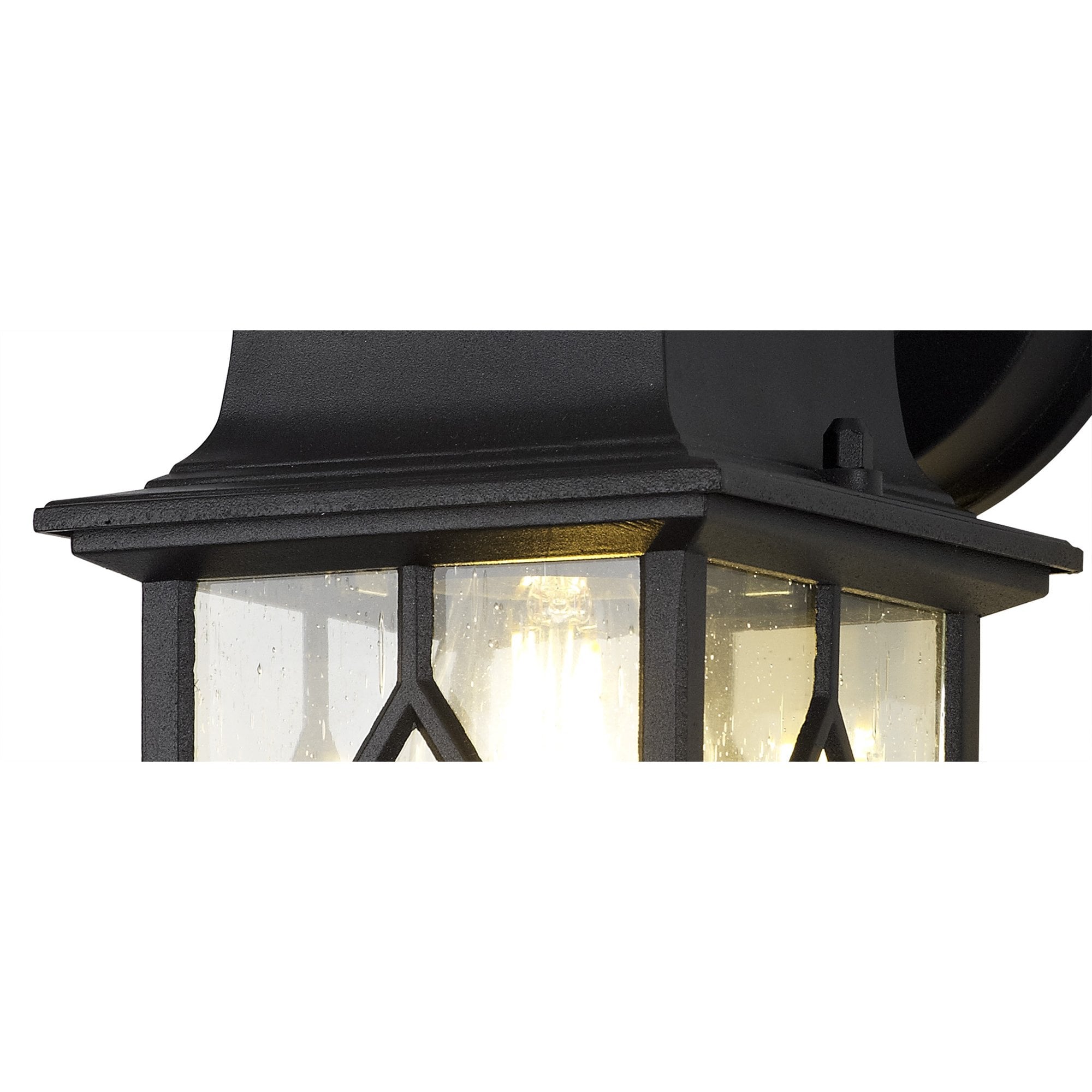 Fabula Haldan Single Square Down Criss Cross Wall Lamp - Sand Black & Clear Seeded Glass - IP44