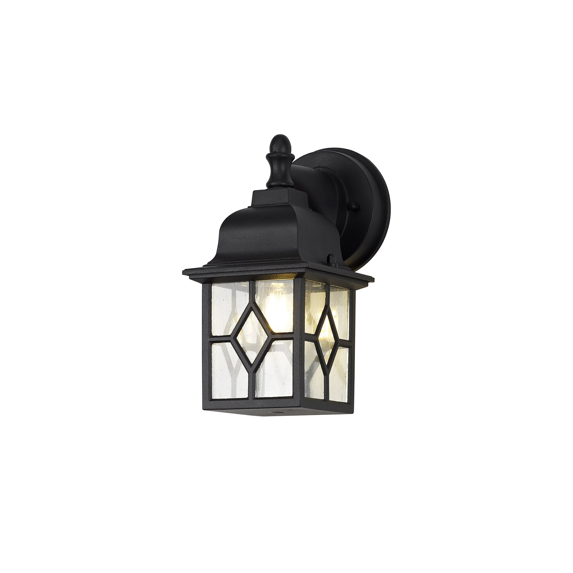Fabula Haldan Single Square Down Criss Cross Wall Lamp - Sand Black & Clear Seeded Glass - IP44