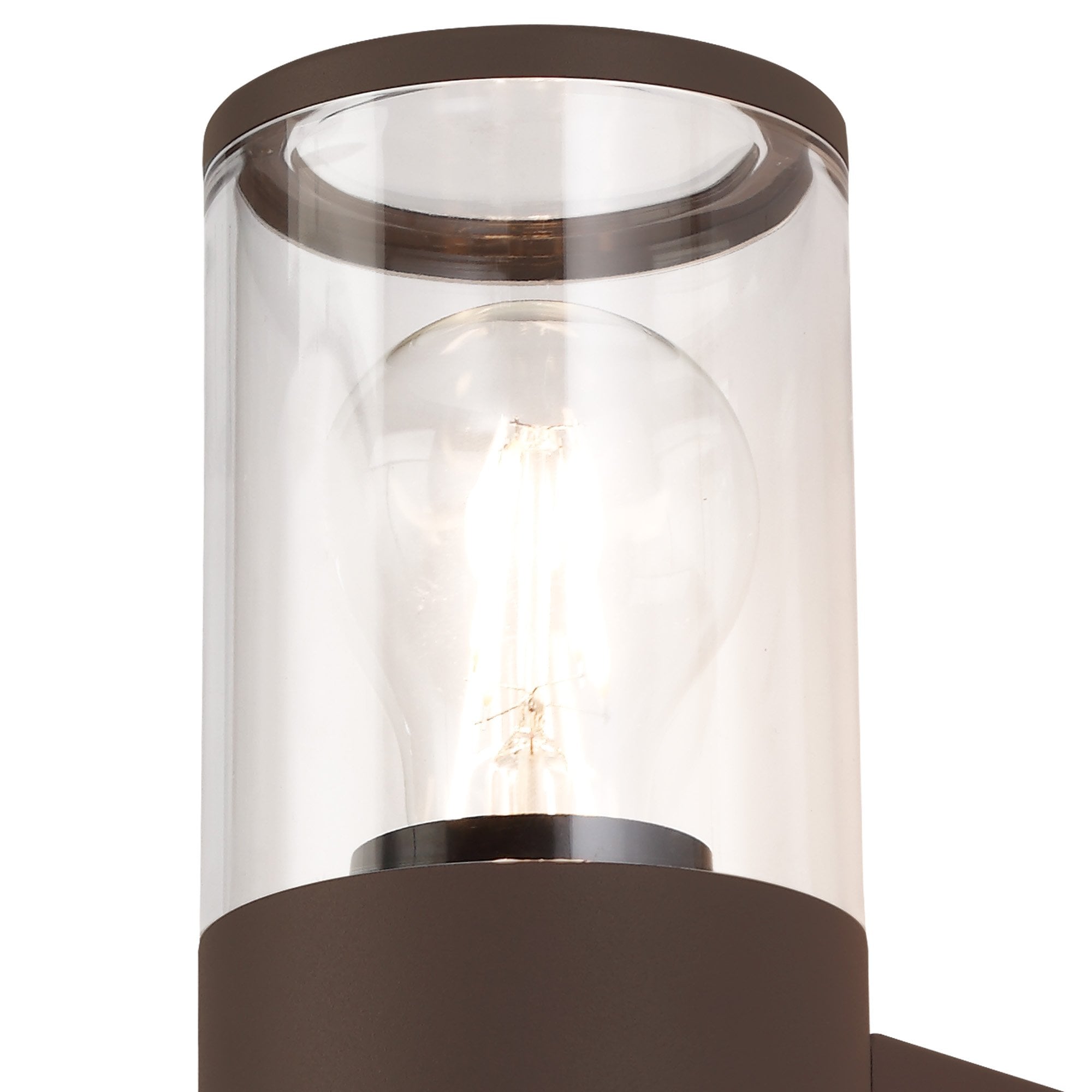 Fabula Harwater 2 Light Wall Lamp - Matt Brown & Clear PC - IP54