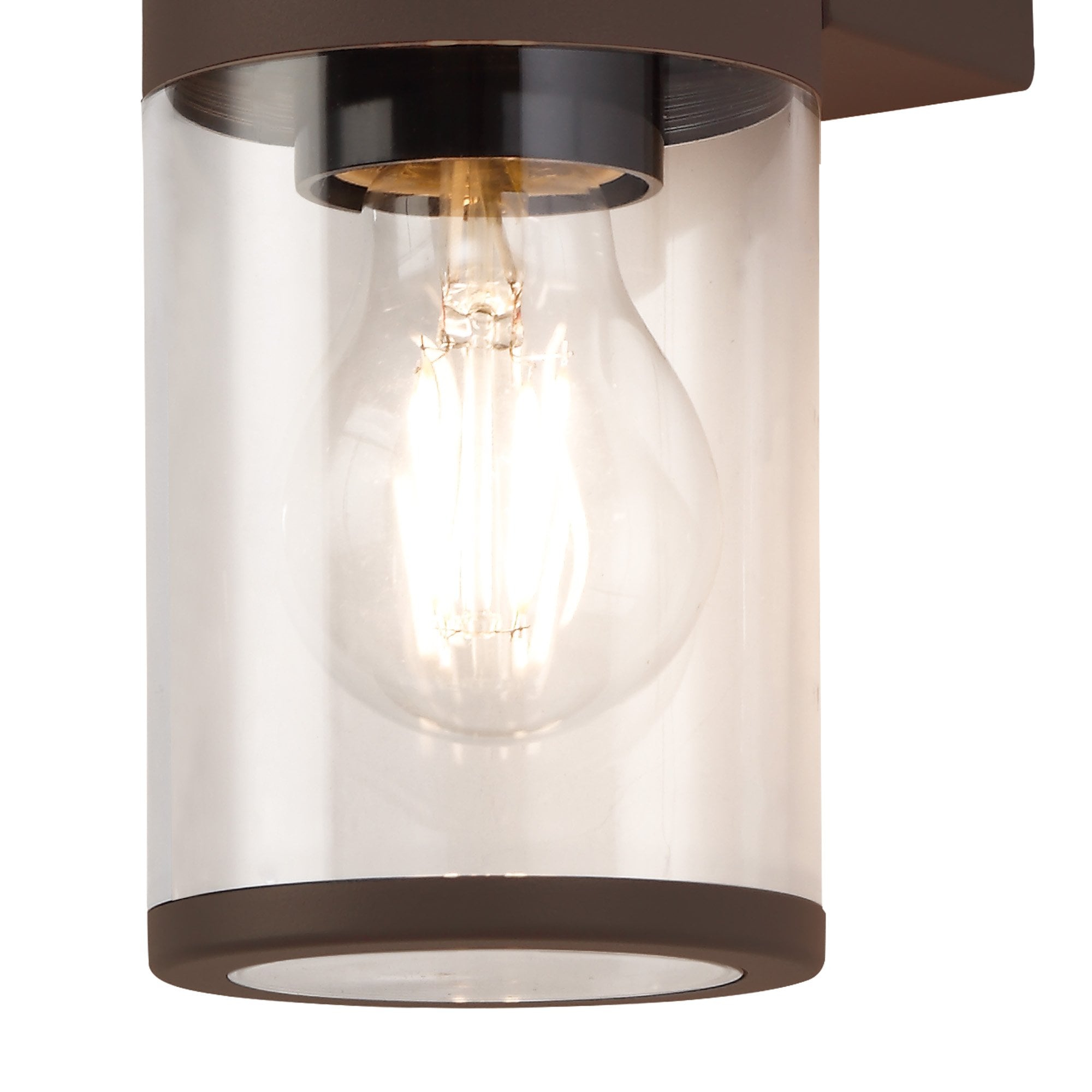 Fabula Harwater 2 Light Wall Lamp - Matt Brown & Clear PC - IP54