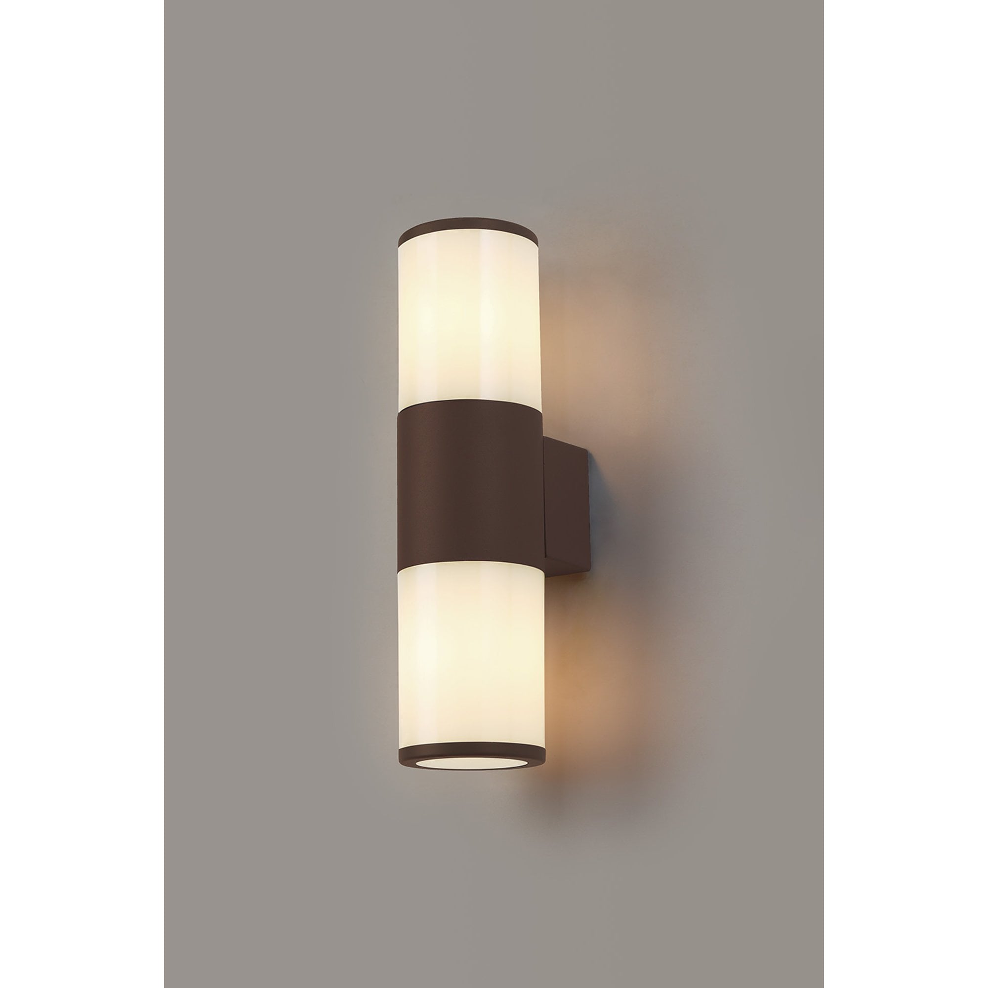 Fabula Harwater 2 Light Wall Lamp - Matt Brown & Opal PC - IP54