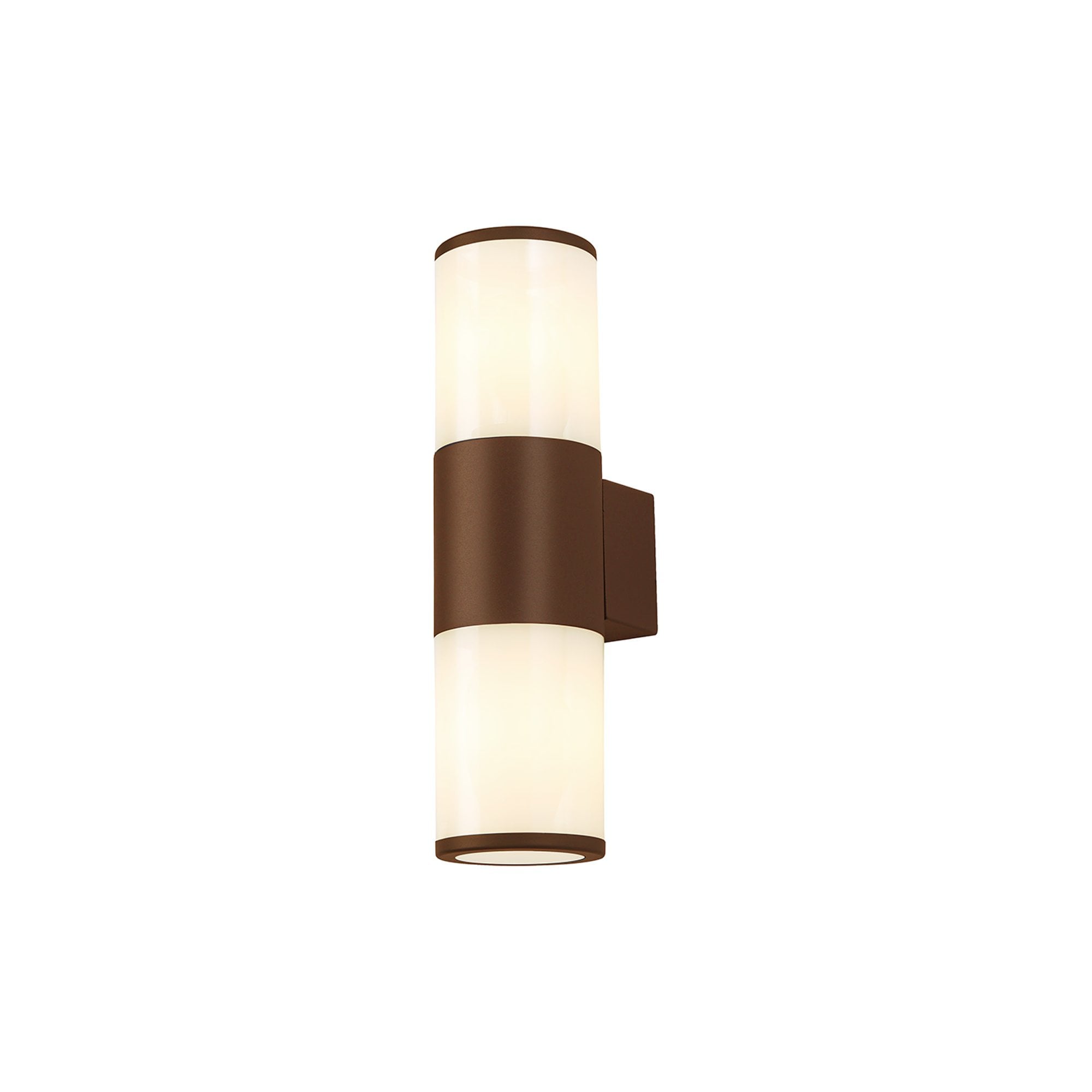 Fabula Harwater 2 Light Wall Lamp - Matt Brown & Opal PC - IP54