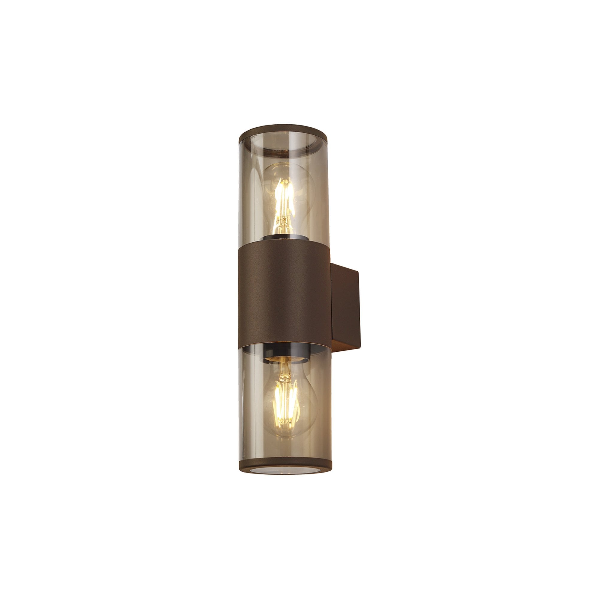 Fabula Harwater 2 Light Wall Lamp - Matt Brown & Smoked PC - IP54