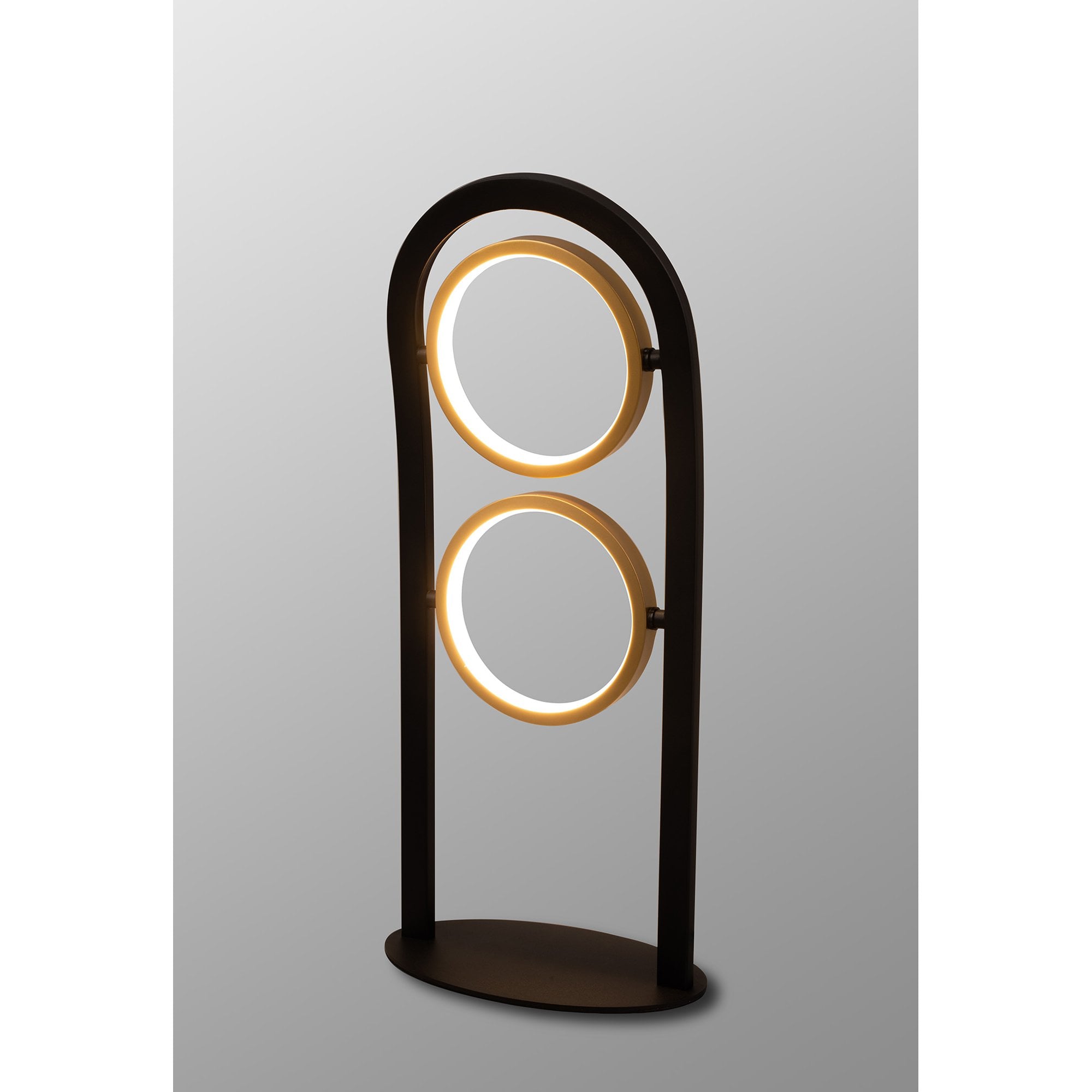 Fabula Hawksmouth 2 Ring LED Table Lamp - Satin Black & Gold