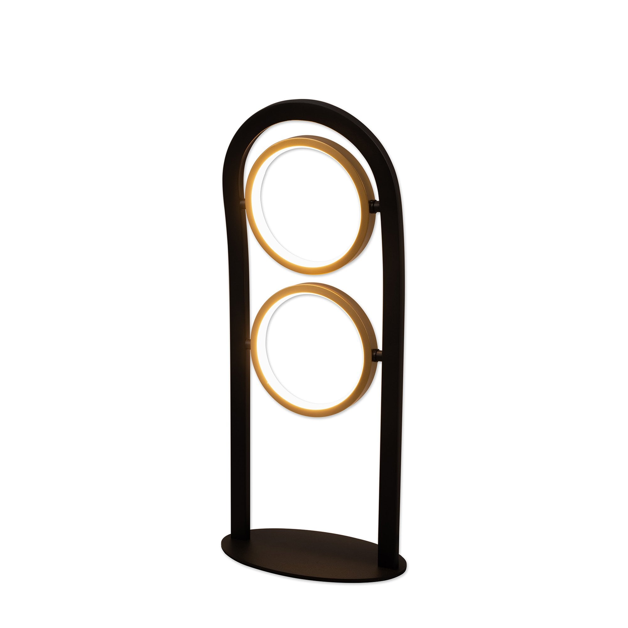 Fabula Hawksmouth 2 Ring LED Table Lamp - Satin Black & Gold