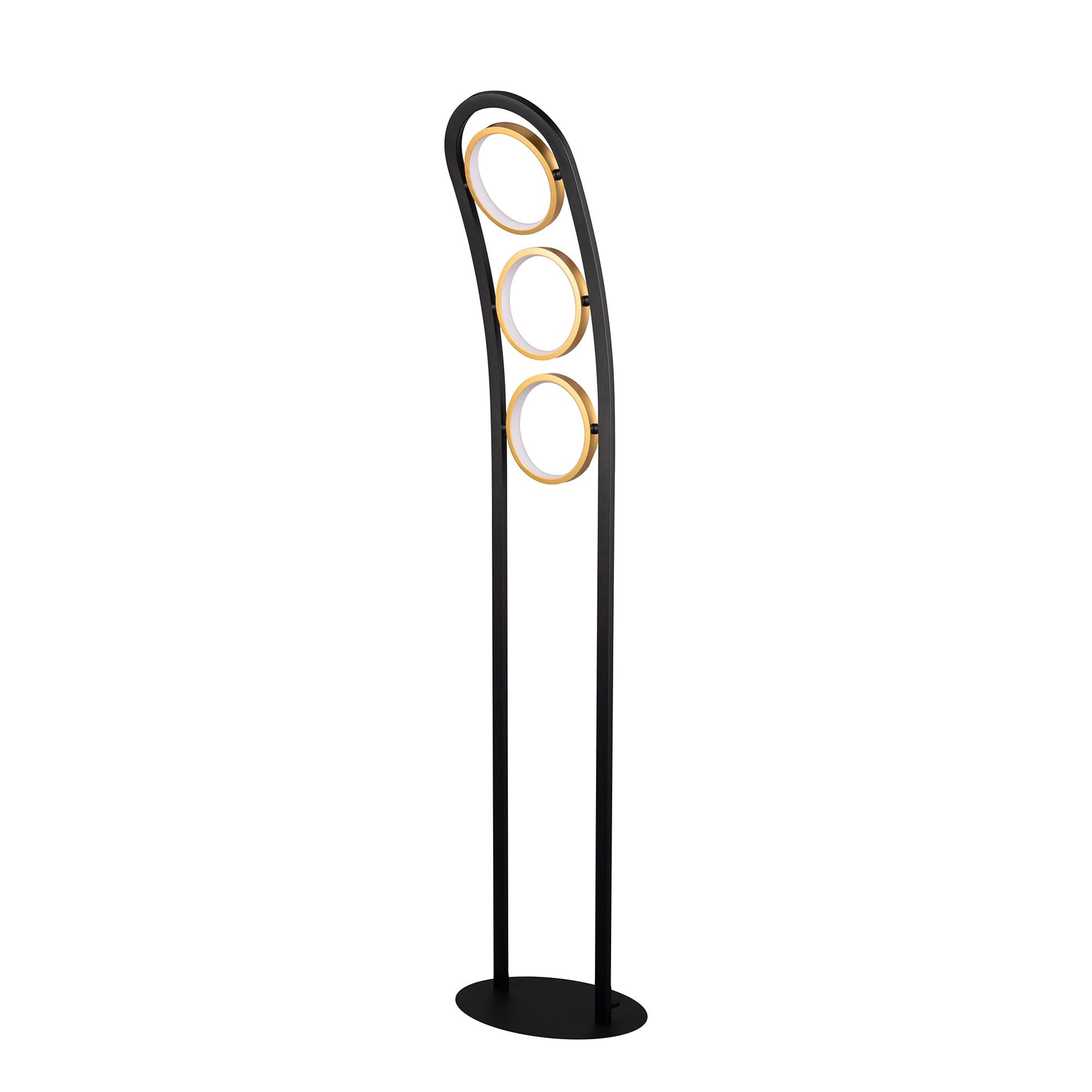 Fabula Hawksmouth 3 Ring LED Floor Lamp - Satin Black & Gold