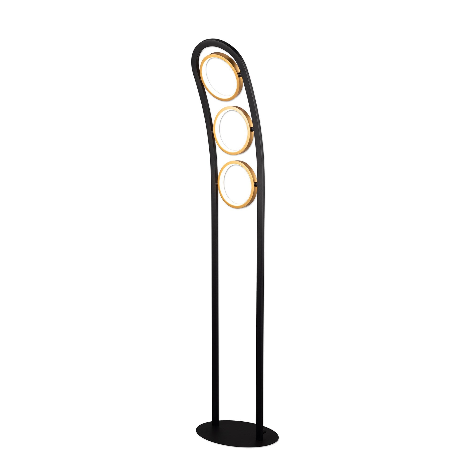 Fabula Hawksmouth 3 Ring LED Floor Lamp - Satin Black & Gold