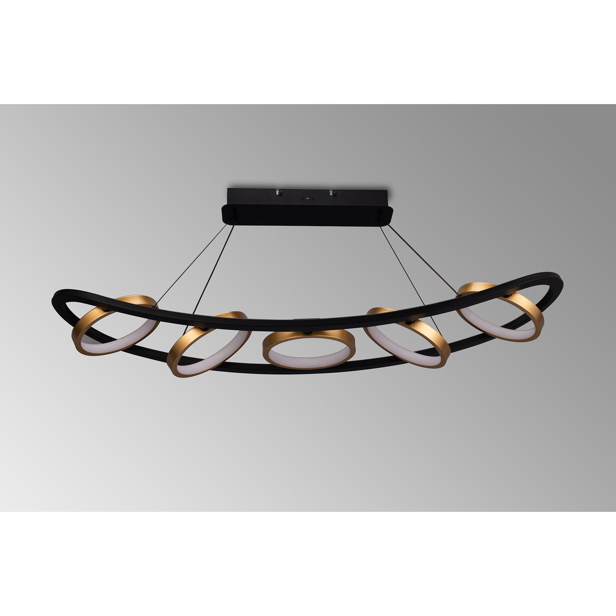 Fabula Hawksmouth 5 Ring Linear LED Pendant - Satin Black & Gold