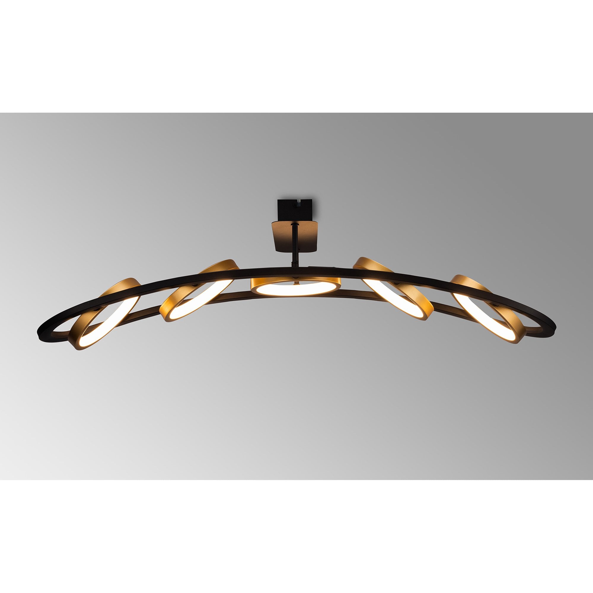 Fabula Hawksmouth 5 Ring Linear LED Semi-Flush Light - Satin Black & Gold