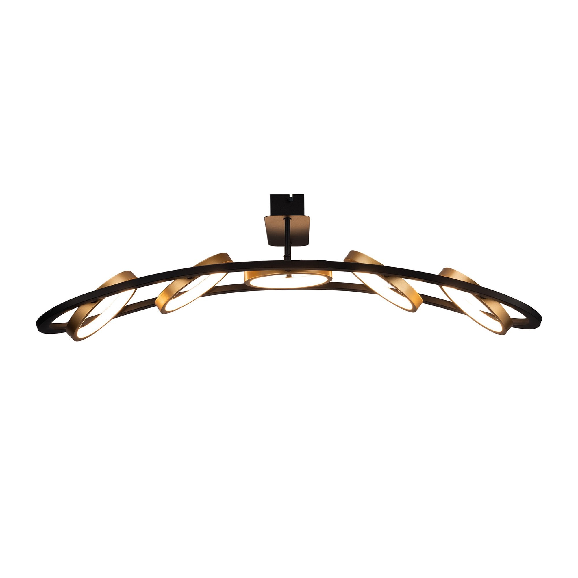 Fabula Hawksmouth 5 Ring Linear LED Semi-Flush Light - Satin Black & Gold