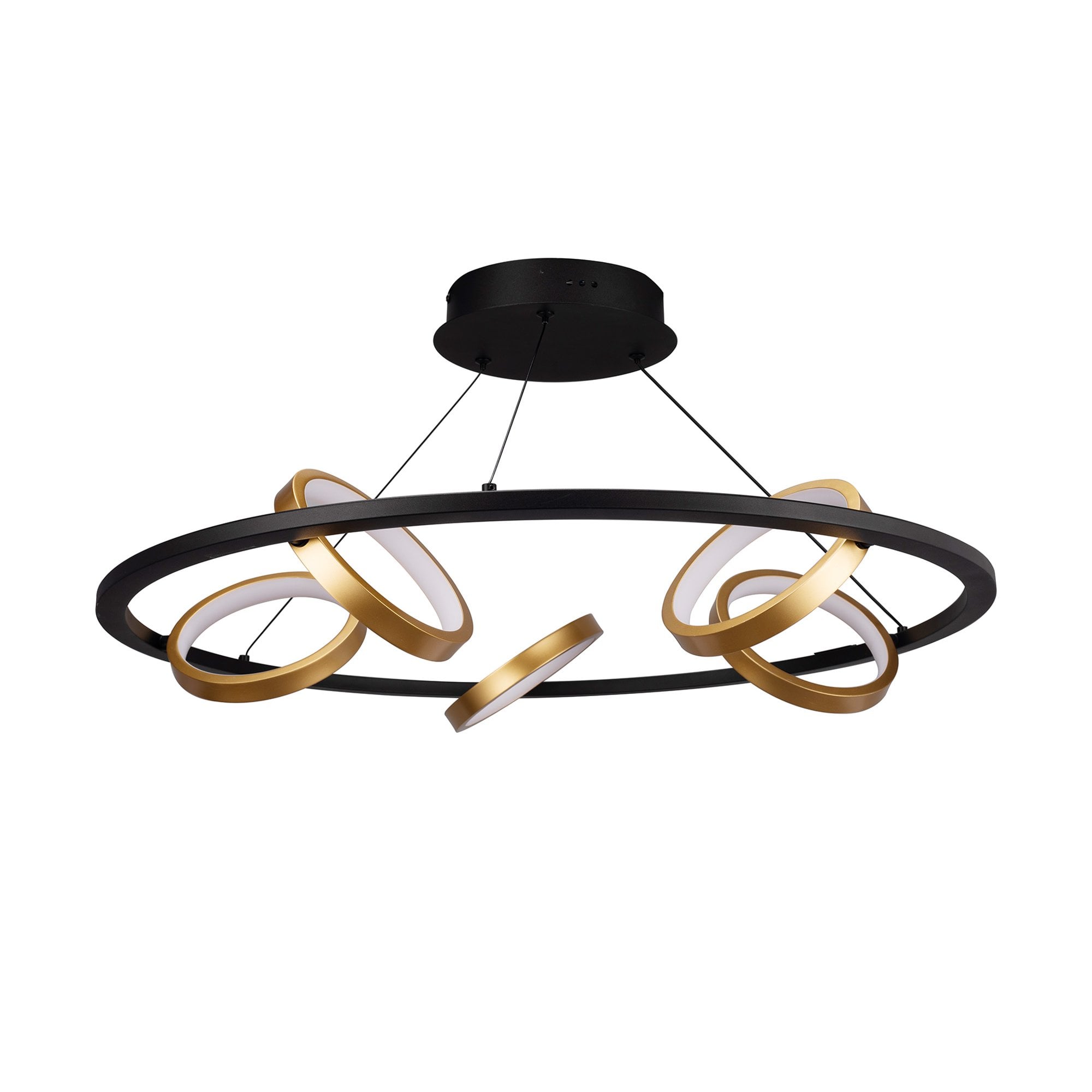 Fabula Hawksmouth 5 Ring Round LED Pendant - Satin Black & Gold