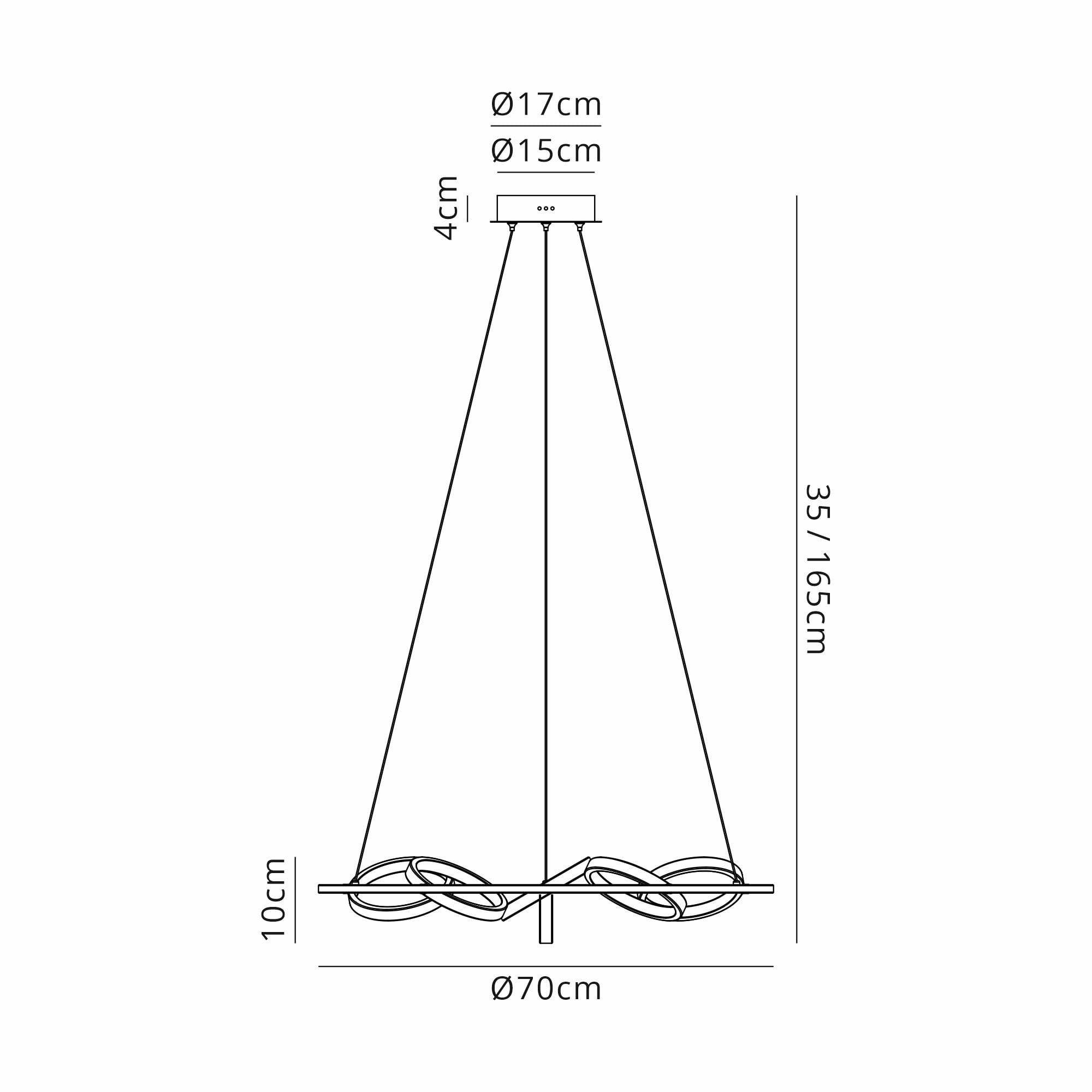 Fabula Hawksmouth 5 Ring Round LED Pendant - Satin Black & Gold