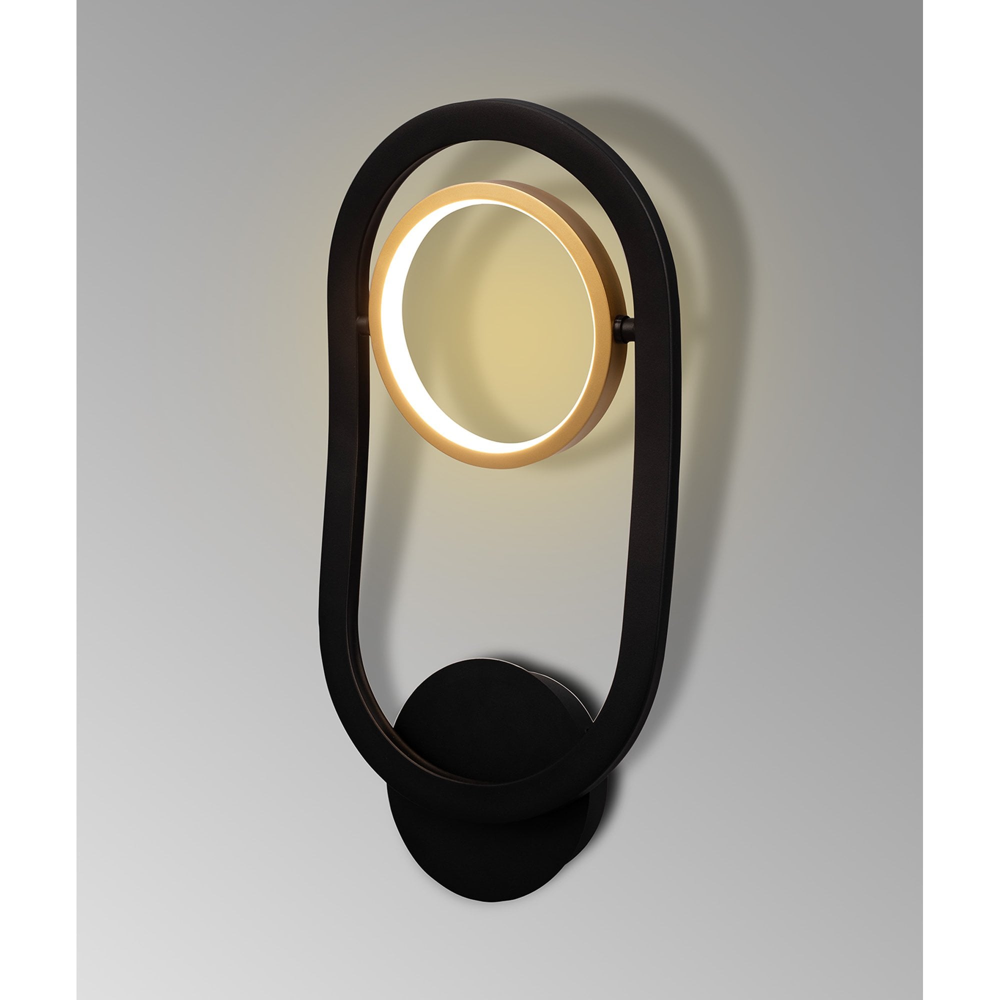 Fabula Hawksmouth Single Ring LED Wall Lamp - Satin Black & Gold