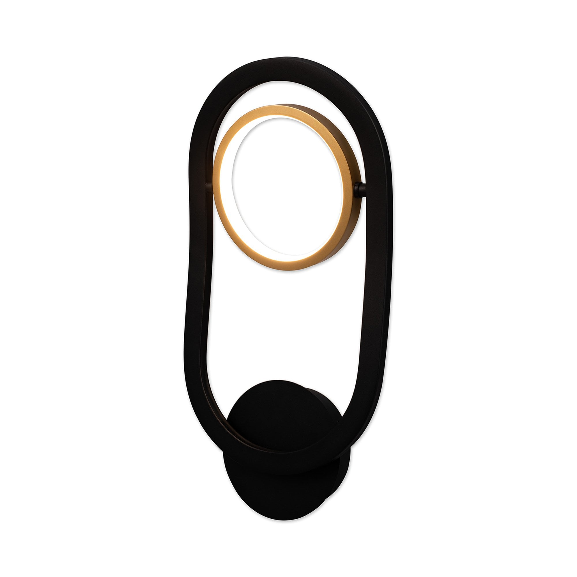 Fabula Hawksmouth Single Ring LED Wall Lamp - Satin Black & Gold