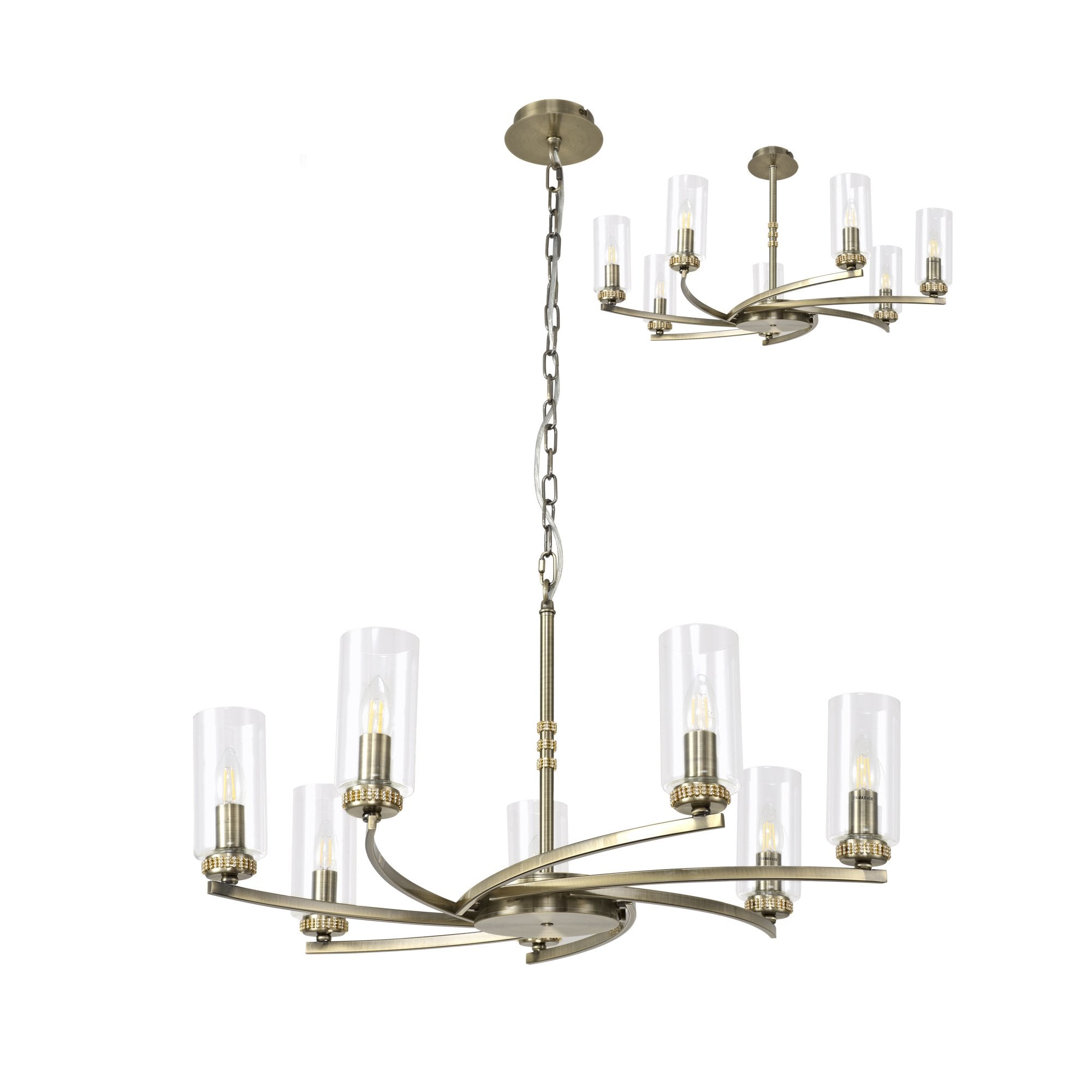 Fabula Heathcote 7 Light Pendant/Semi-Flush Light - Antique Brass
